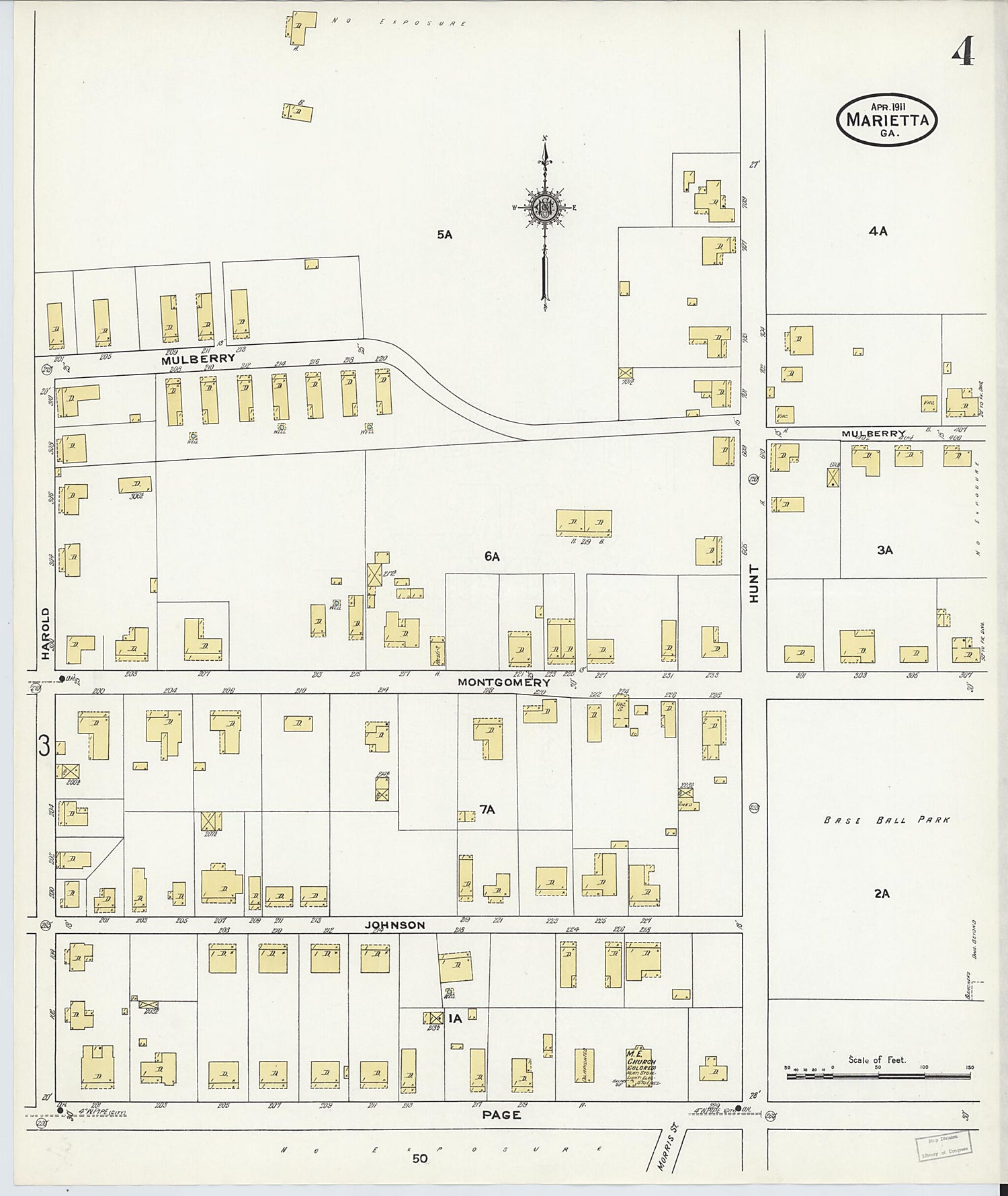 This old map of Marietta, Cobb County, Georgia was created by Sanborn Map Company in 1911
