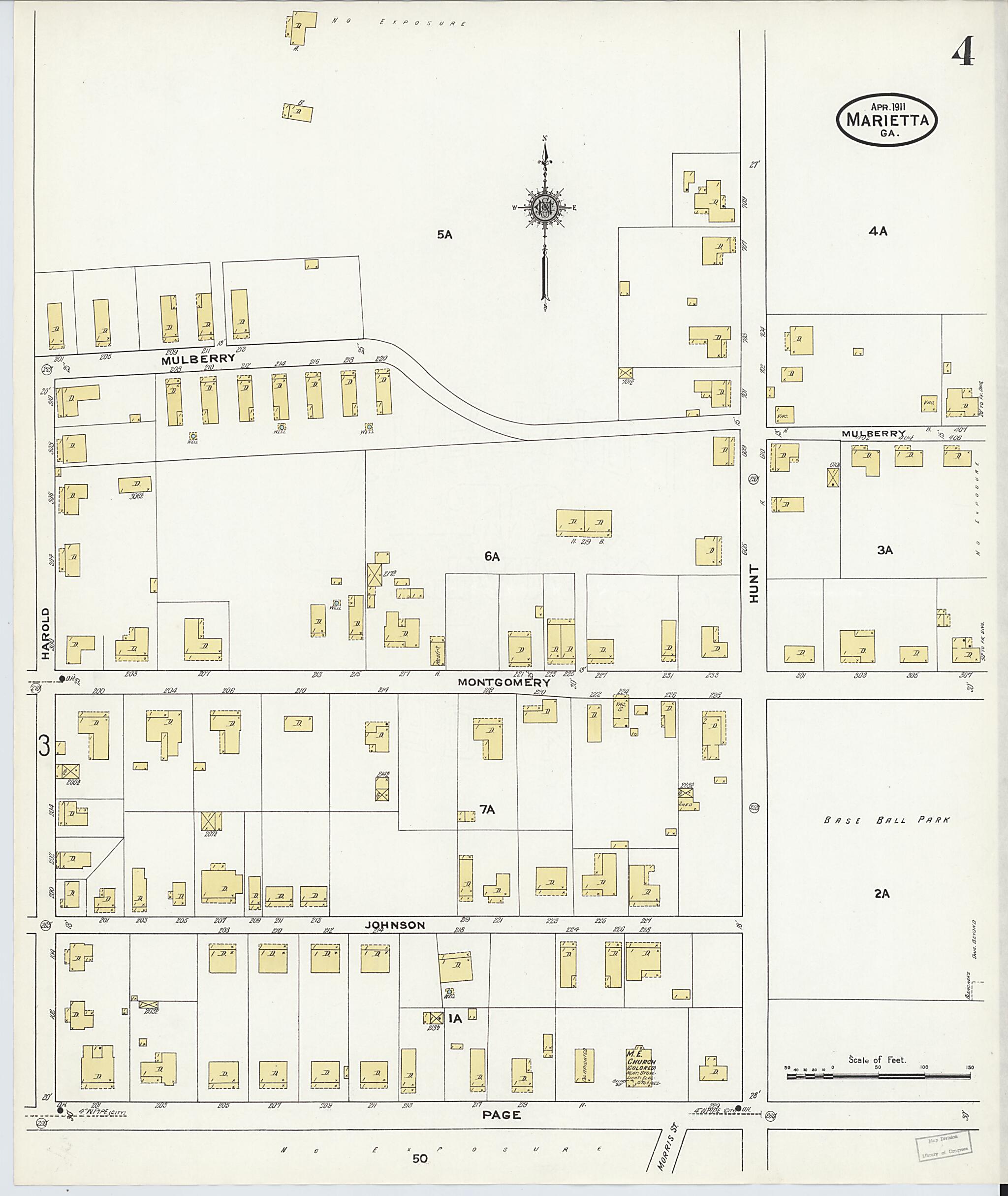 This old map of Marietta, Cobb County, Georgia was created by Sanborn Map Company in 1911