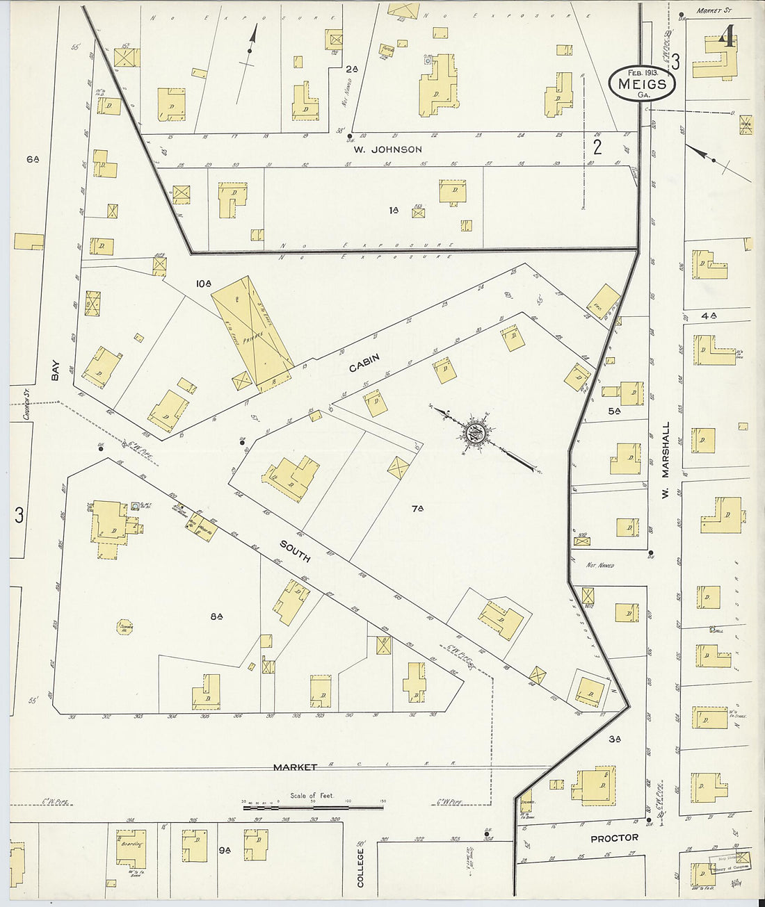 This old map of Meigs, Thomas County, Georgia was created by Sanborn Map Company in 1913