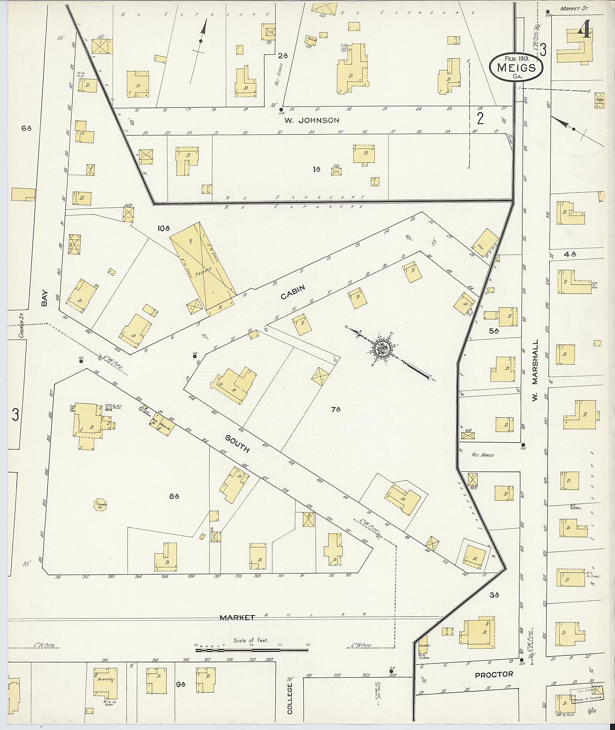 This old map of Meigs, Thomas County, Georgia was created by Sanborn Map Company in 1913