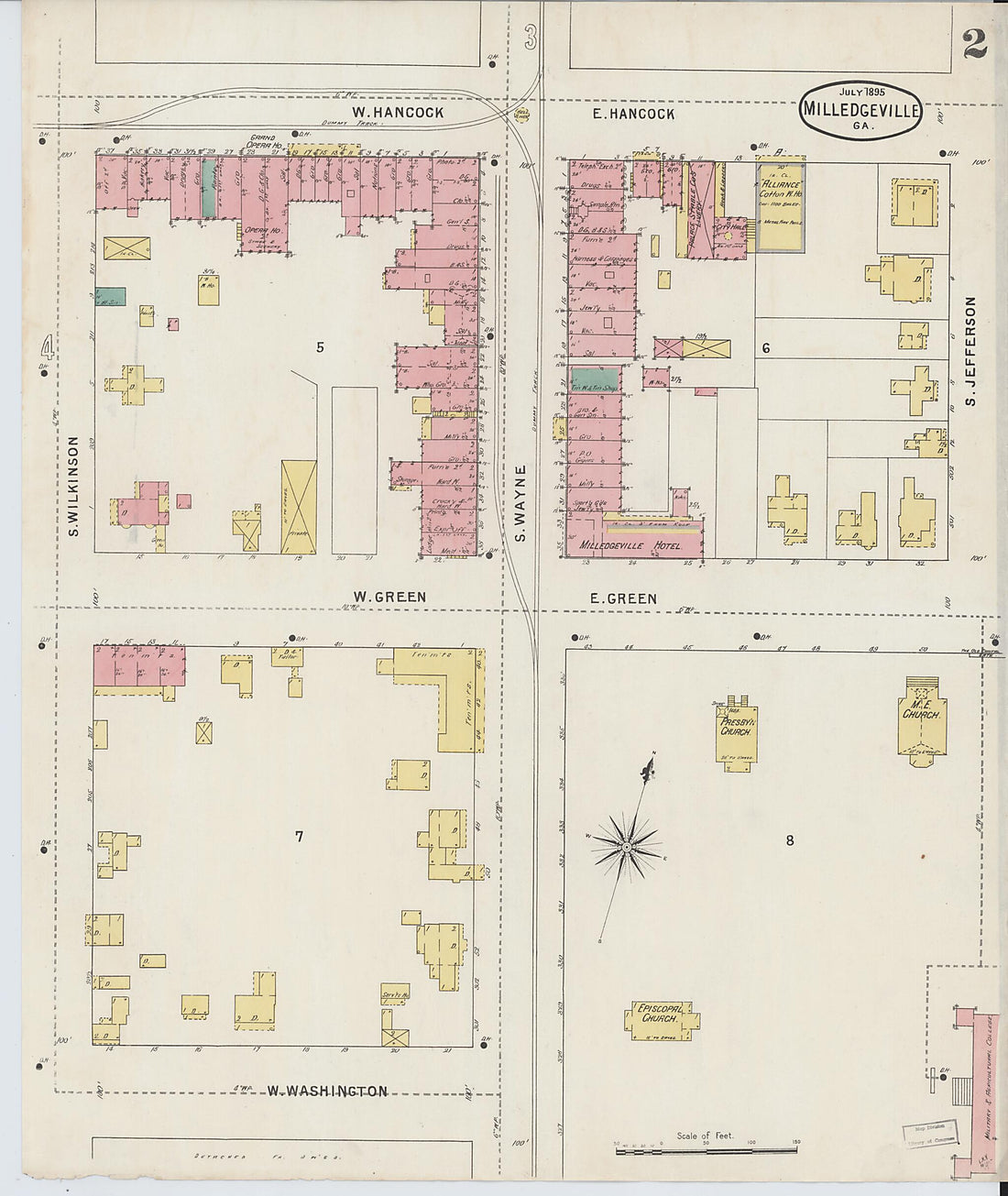 This old map of Milledgeville, Baldwin County, Georgia was created by Sanborn Map Company in 1895