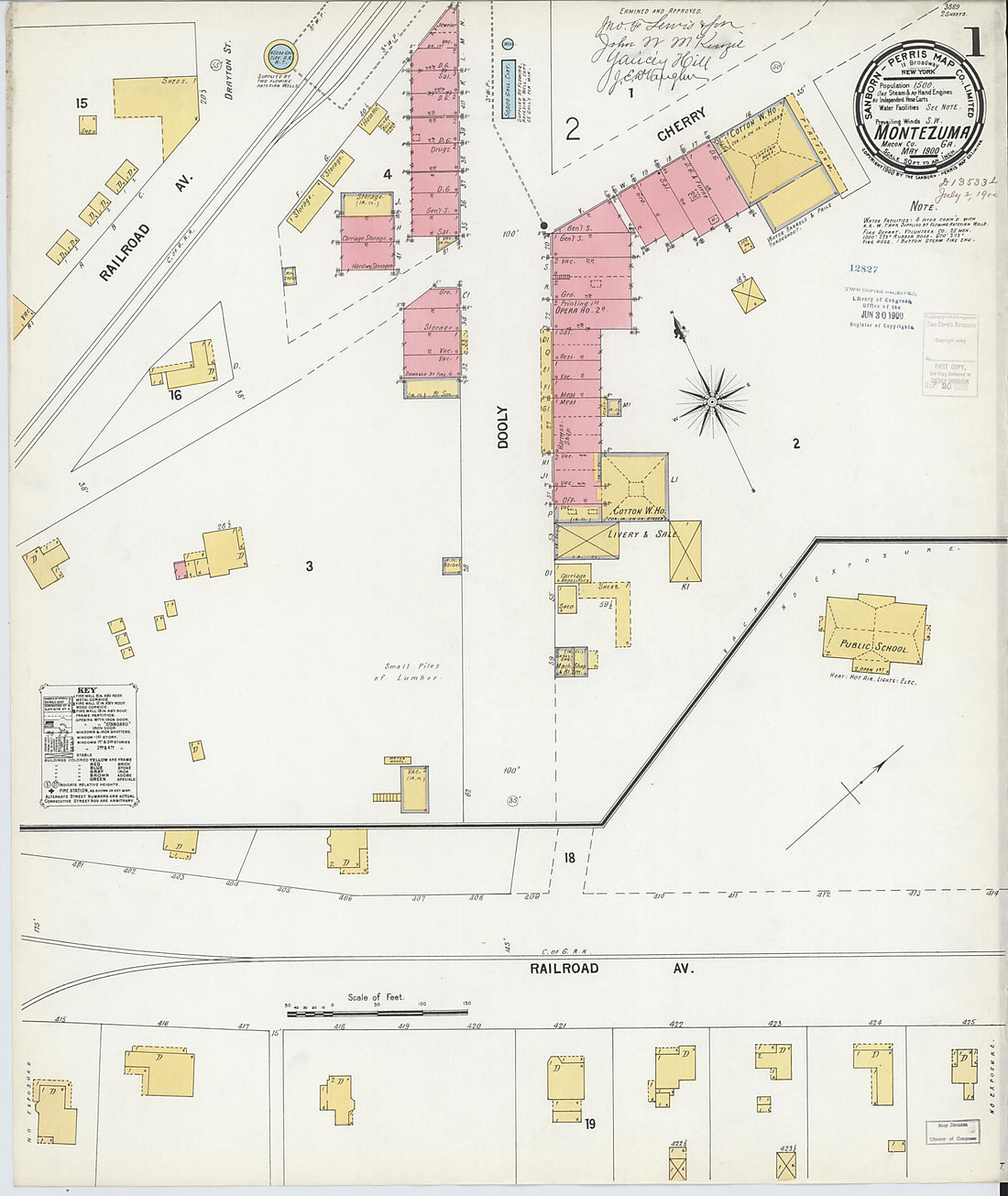 This old map of Montezuma, Macon County, Georgia was created by Sanborn Map Company in 1900