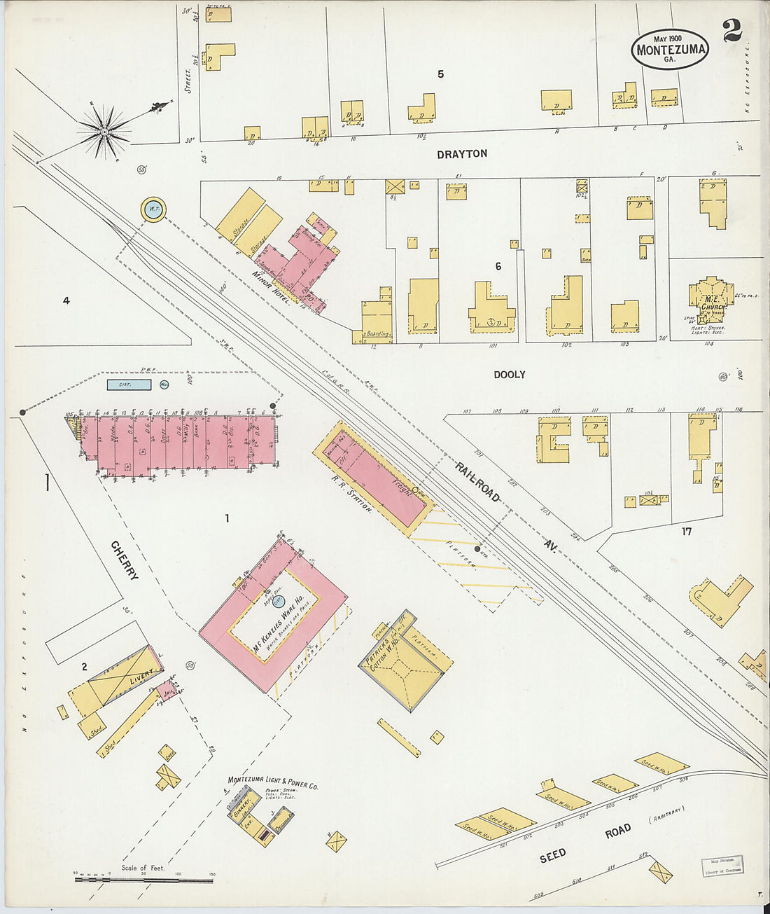 This old map of Montezuma, Macon County, Georgia was created by Sanborn Map Company in 1900