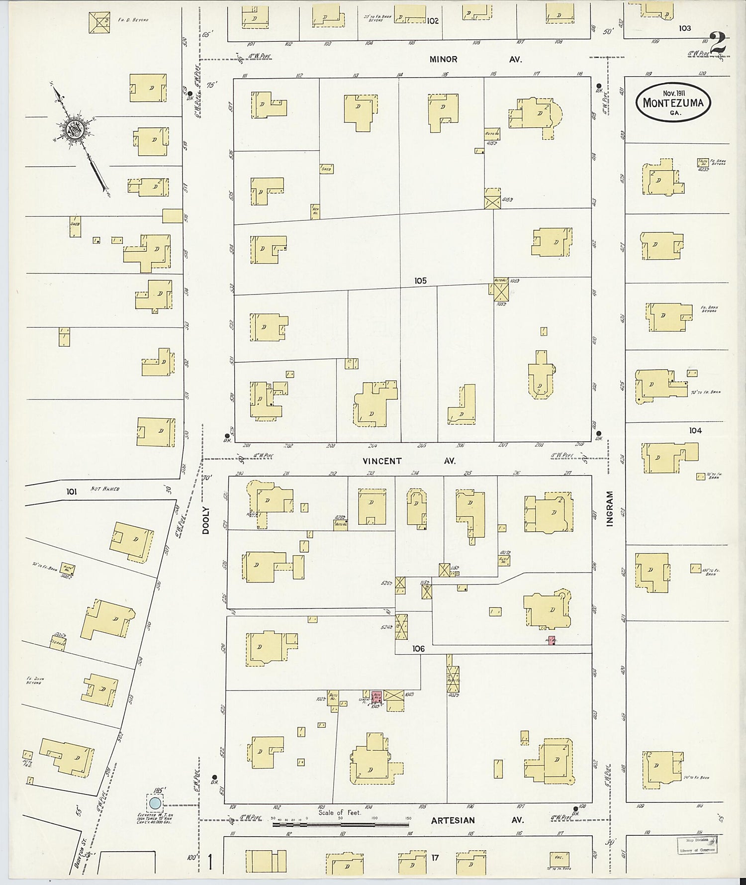 This old map of Montezuma, Macon County, Georgia was created by Sanborn Map Company in 1911