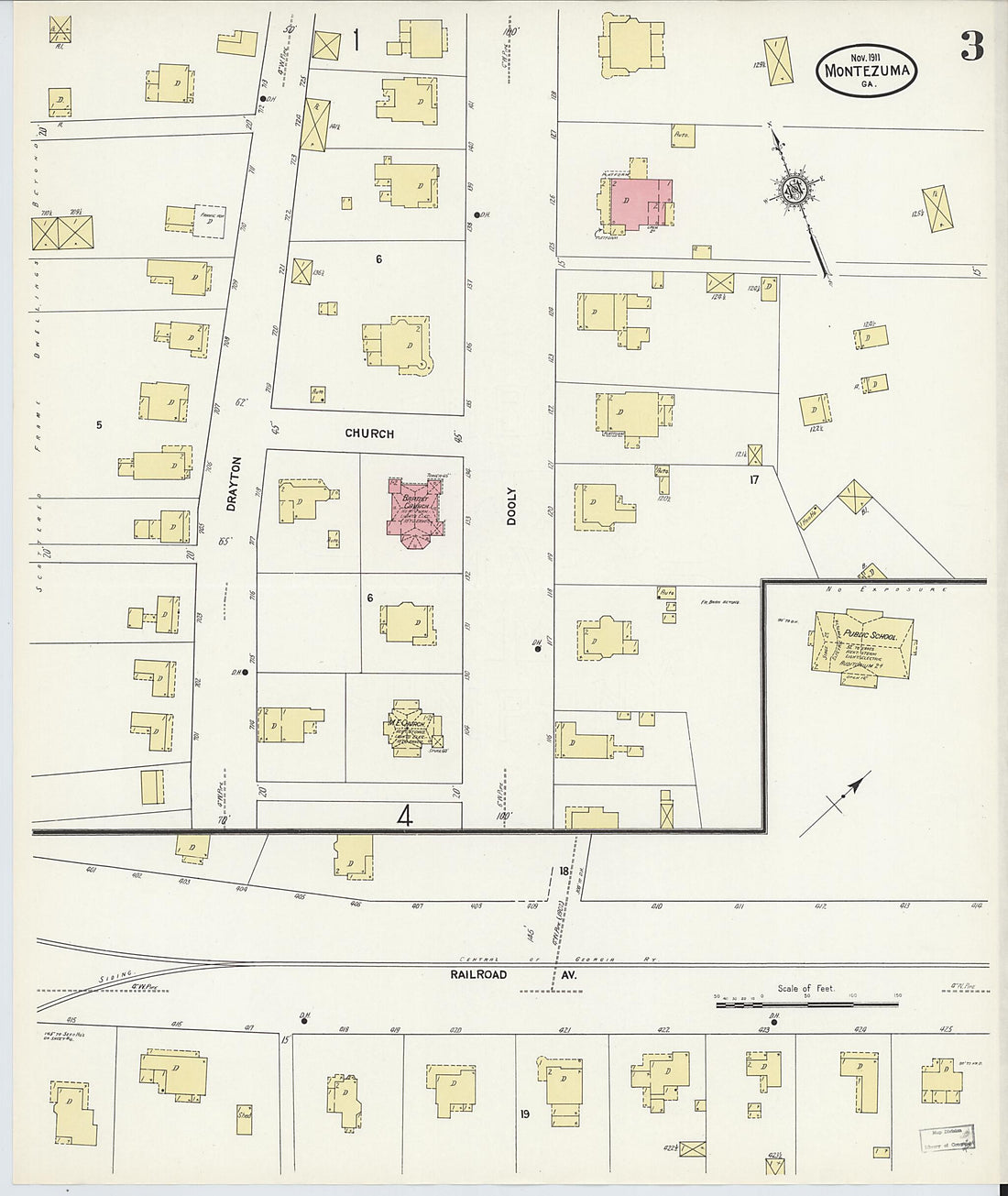 This old map of Montezuma, Macon County, Georgia was created by Sanborn Map Company in 1911