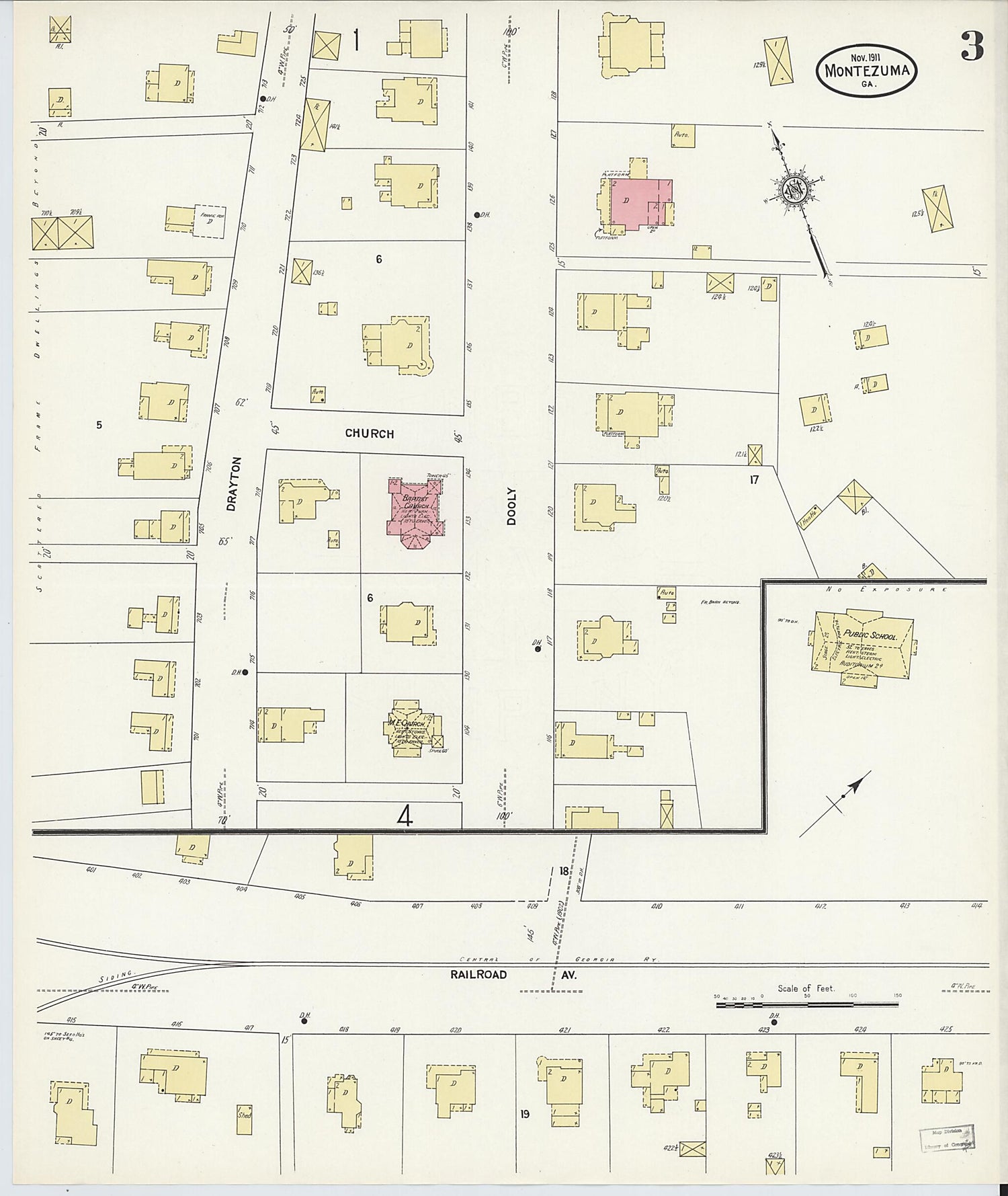 This old map of Montezuma, Macon County, Georgia was created by Sanborn Map Company in 1911