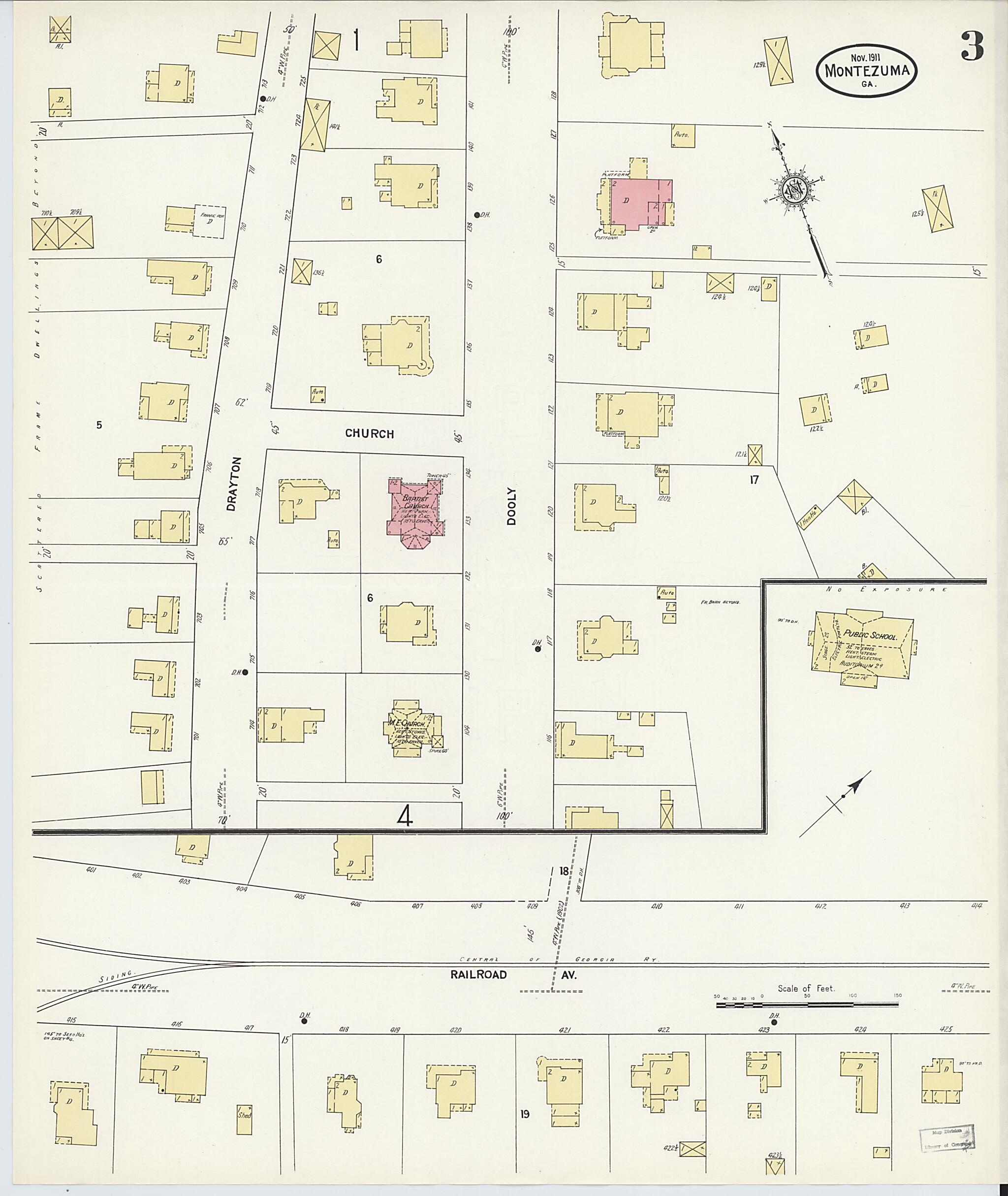This old map of Montezuma, Macon County, Georgia was created by Sanborn Map Company in 1911