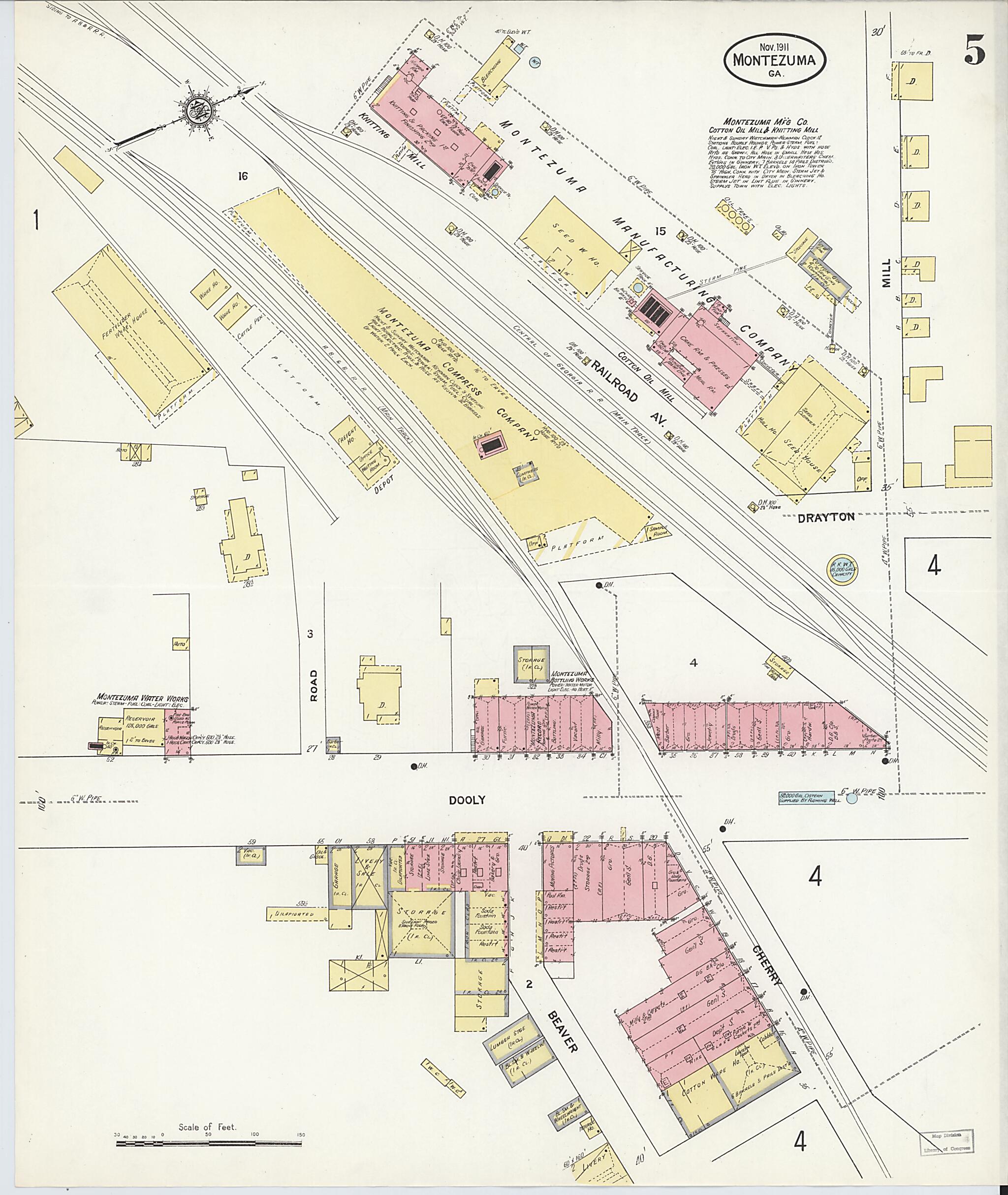 This old map of Montezuma, Macon County, Georgia was created by Sanborn Map Company in 1911