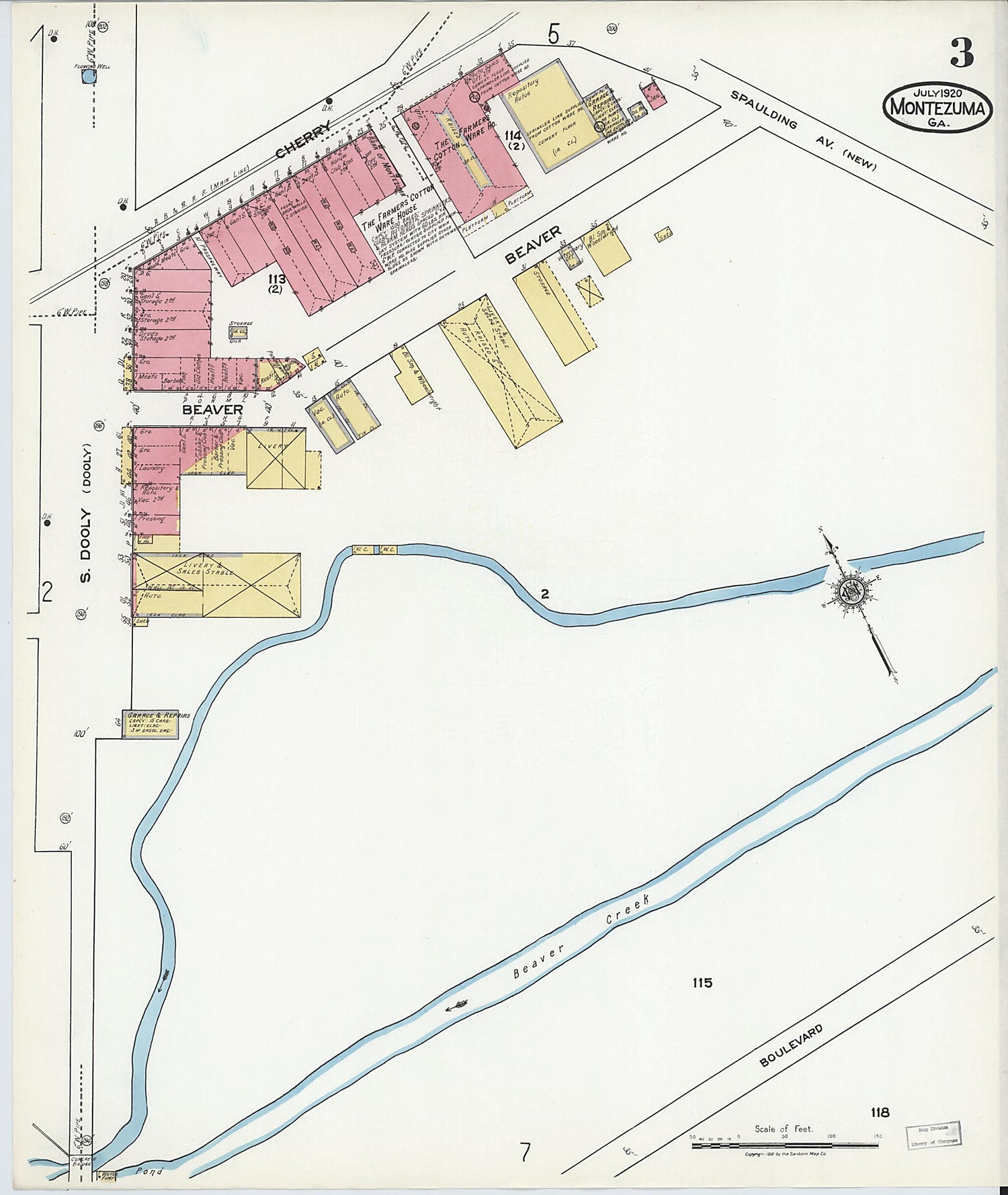 This old map of Montezuma, Macon County, Georgia was created by Sanborn Map Company in 1920