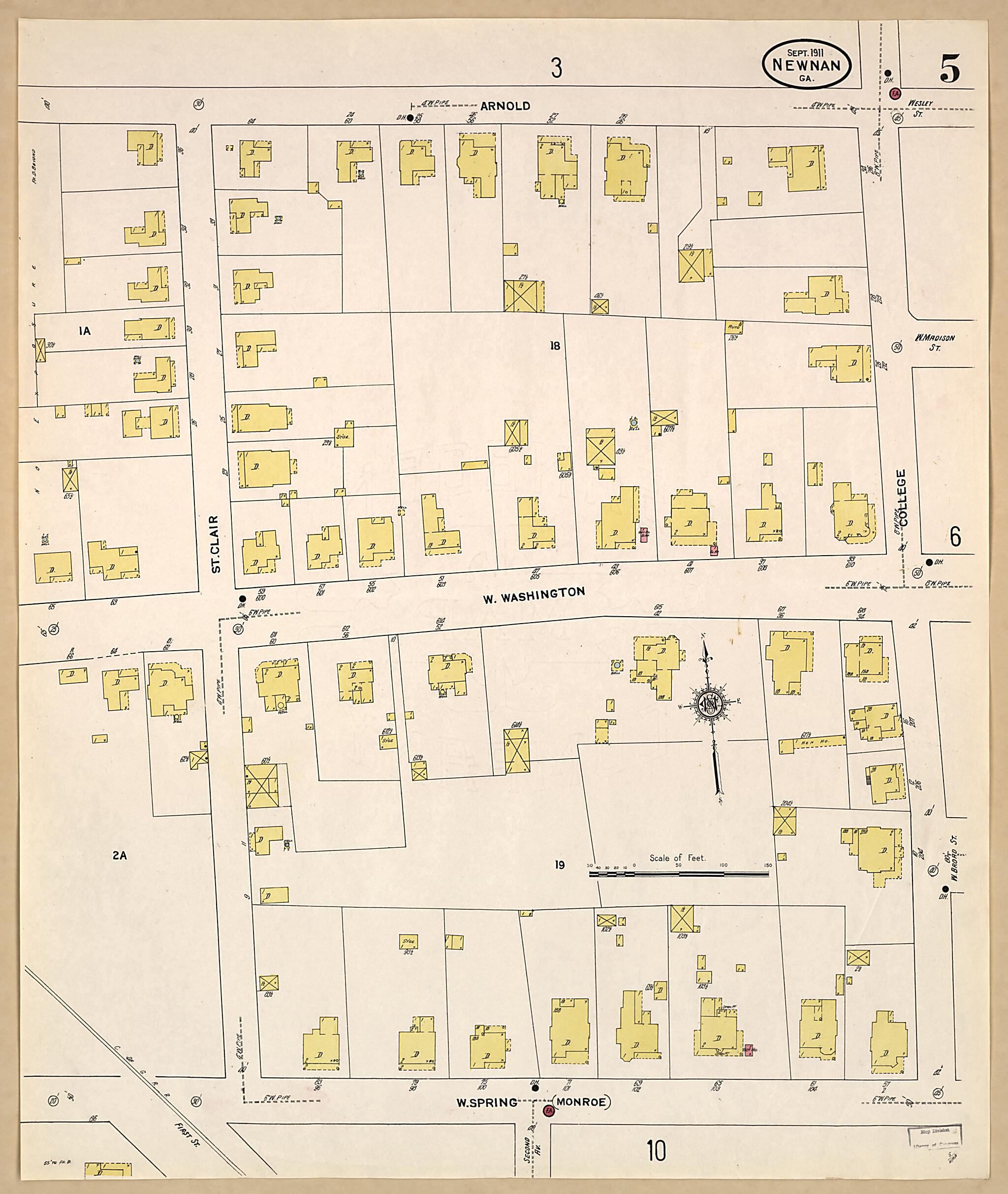 This old map of Newnan, Coweta County, Georgia was created by Sanborn Map Company in 1911