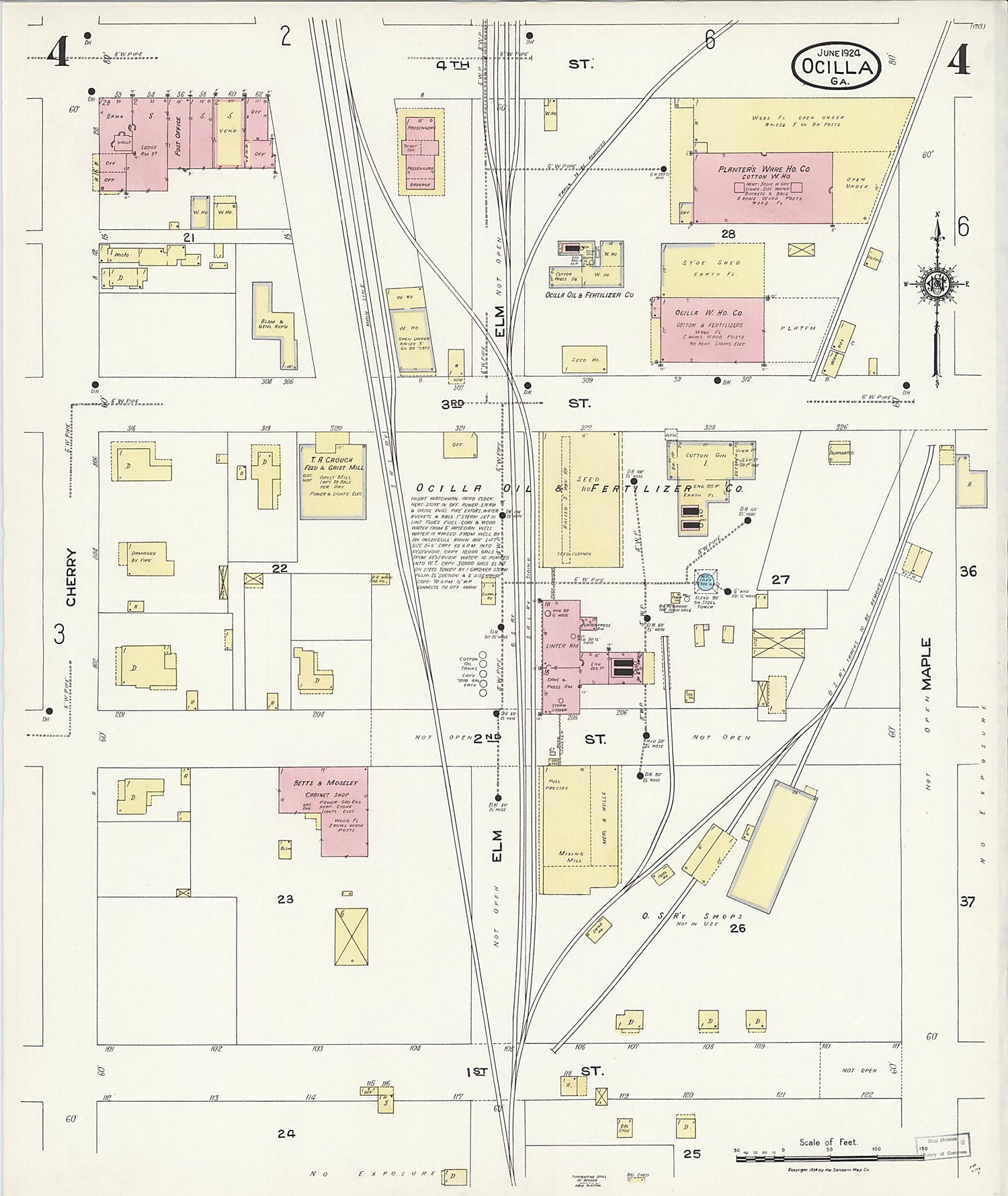 This old map of Ocilla, Irwin County, Georgia was created by Sanborn Map Company in 1924
