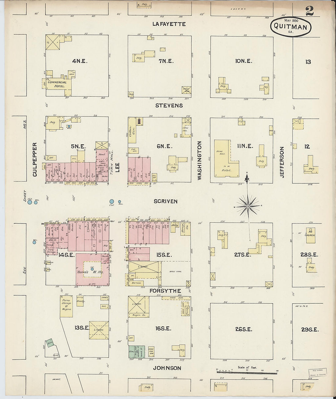 This old map of Quitman, Brooks County, Georgia was created by Sanborn Map Company in 1890