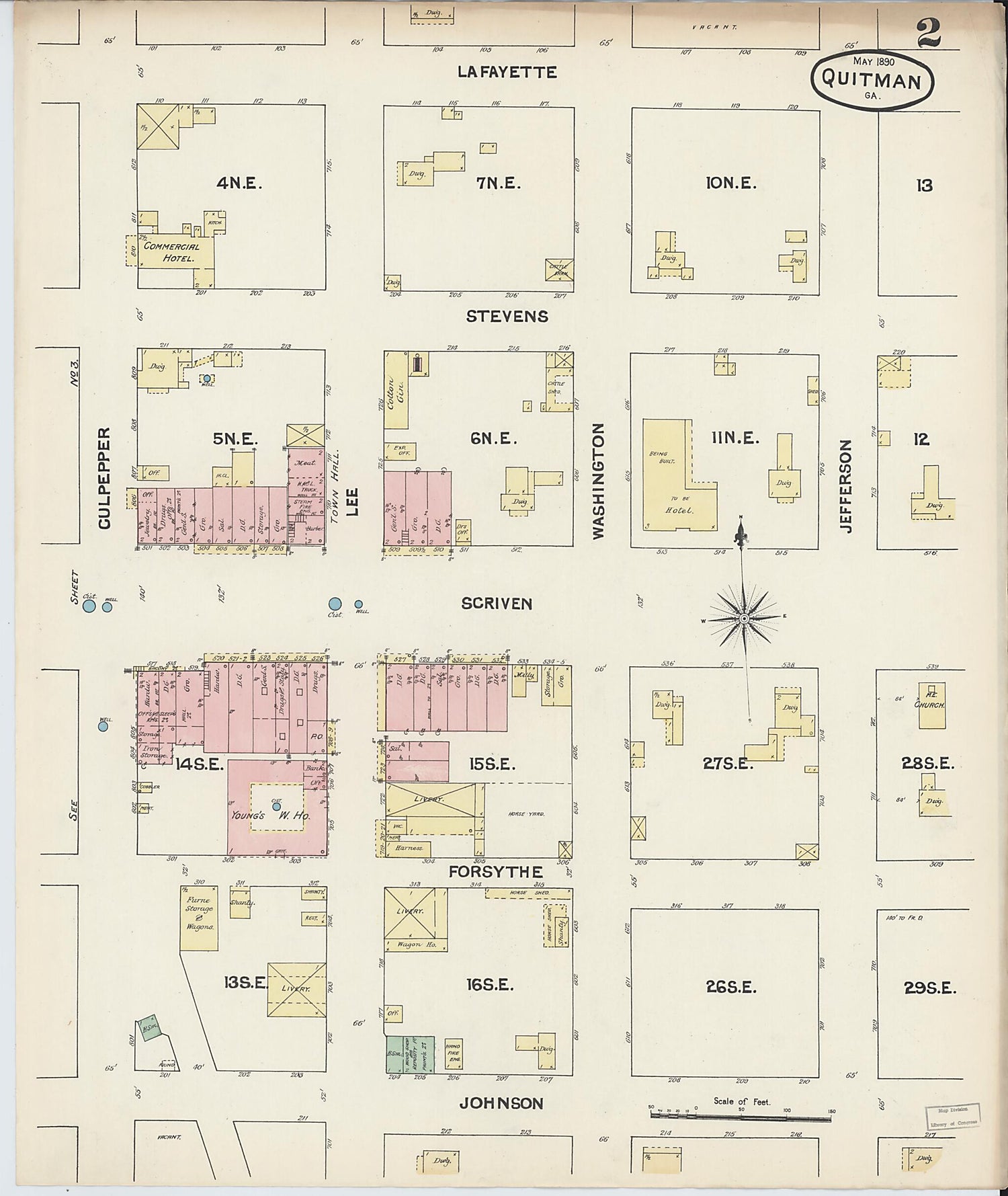 This old map of Quitman, Brooks County, Georgia was created by Sanborn Map Company in 1890
