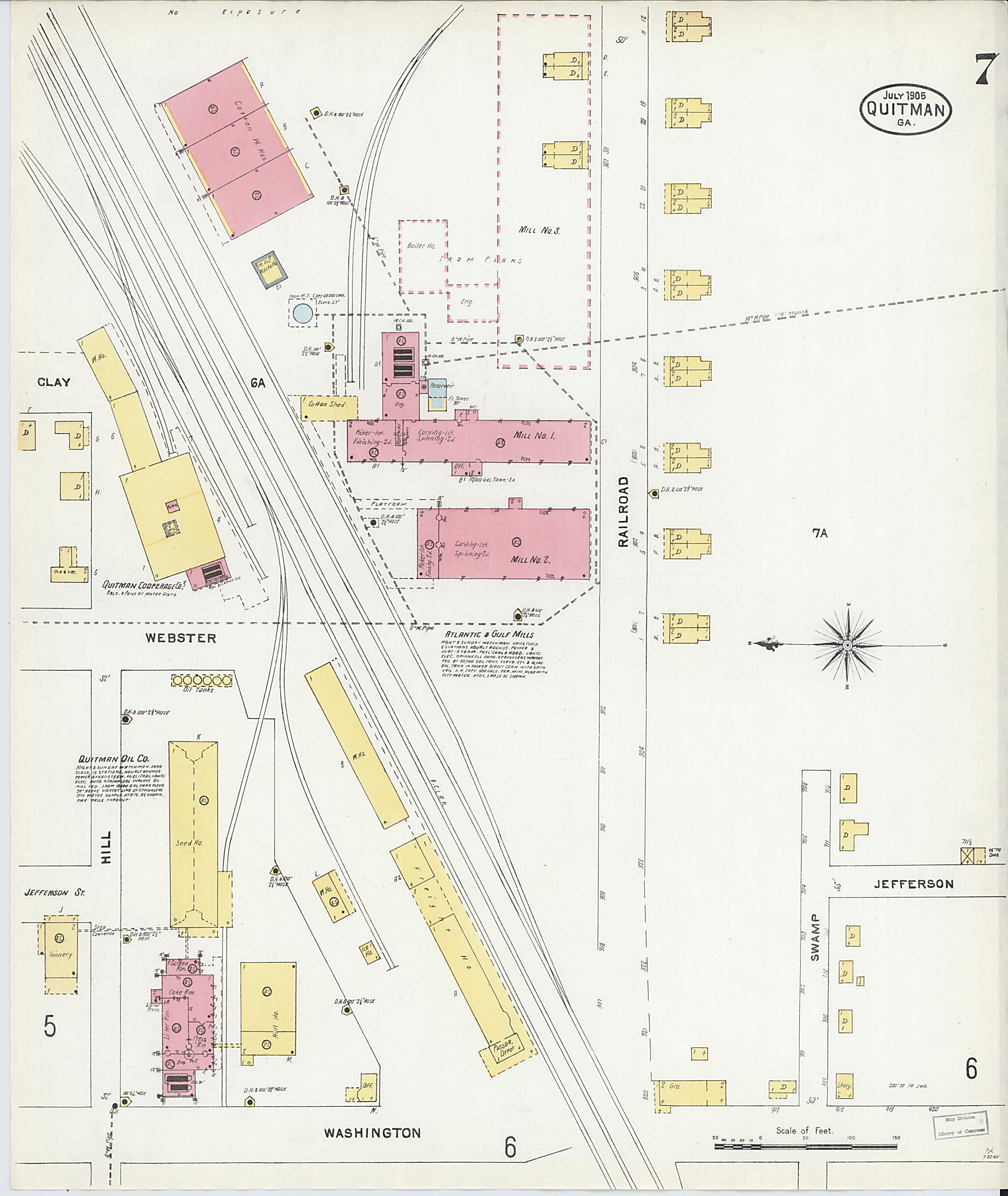 This old map of Quitman, Brooks County, Georgia was created by Sanborn Map Company in 1905