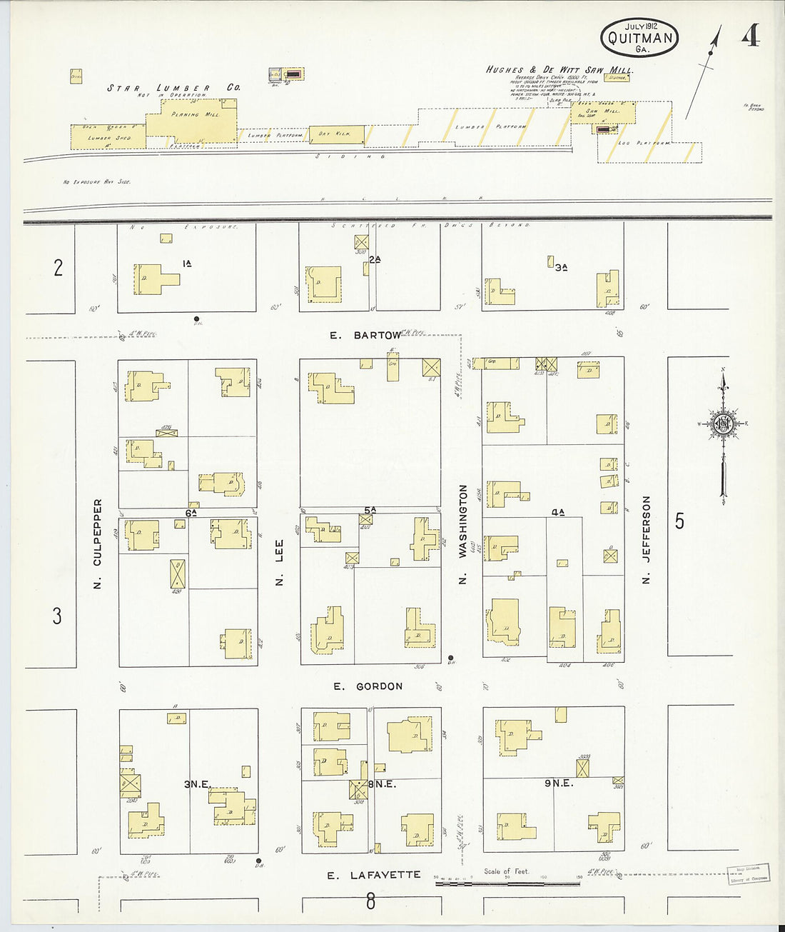 This old map of Quitman, Brooks County, Georgia was created by Sanborn Map Company in 1912