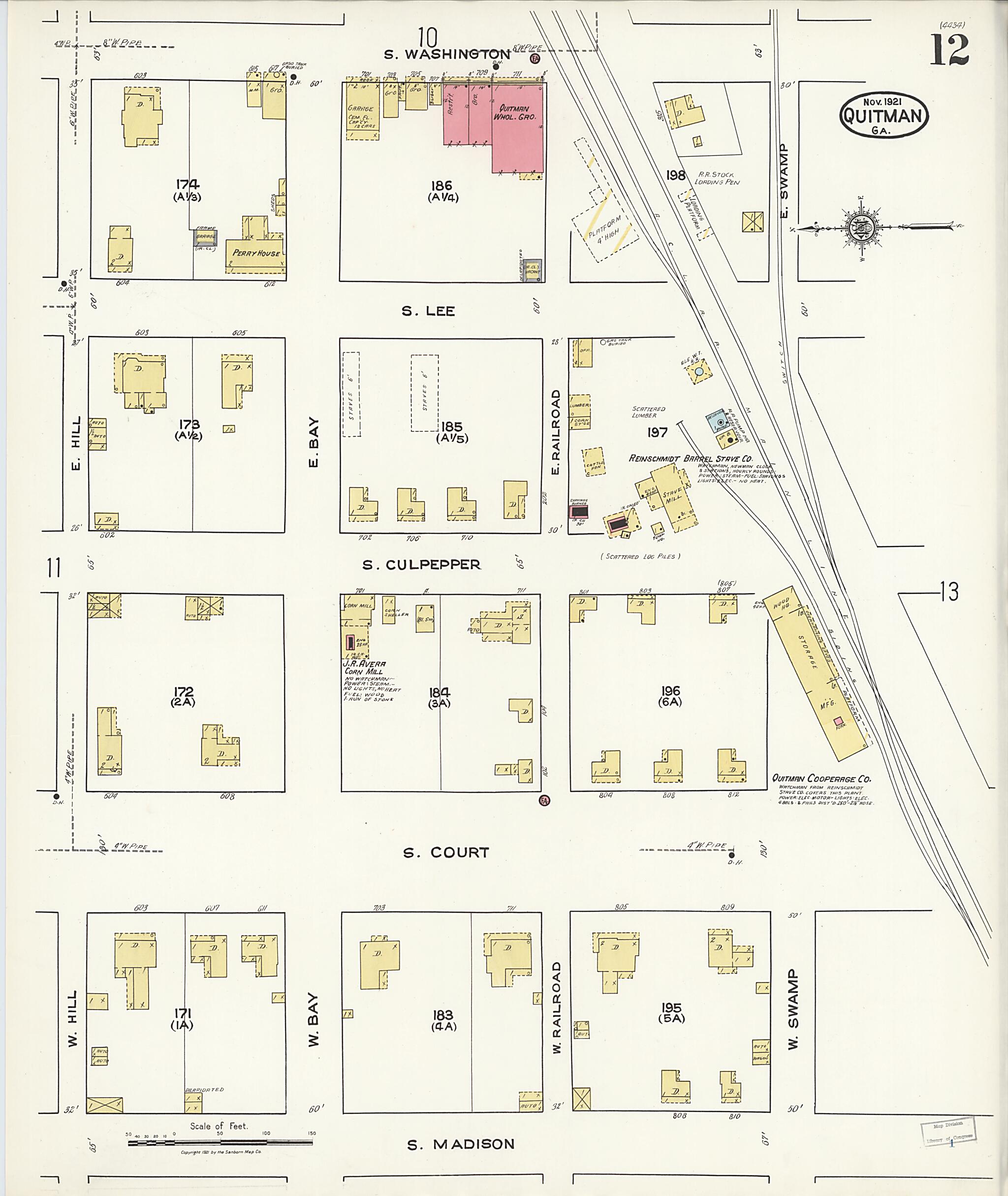 Quitman, Brooks County, Georgia 1921 (Sheet 12 of 15) by Relic Map Company