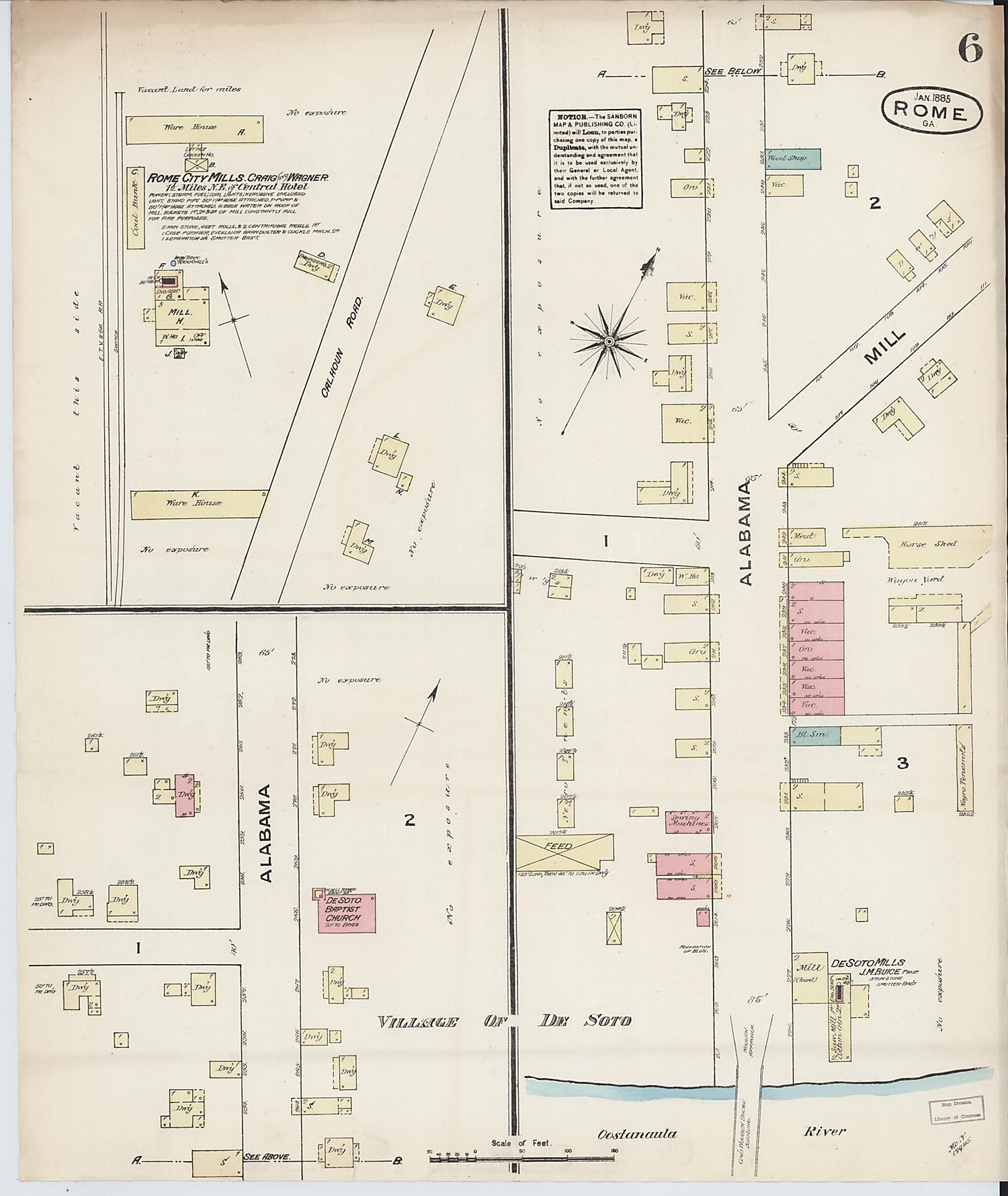 This old map of Rome, Floyd County, Georgia was created by Sanborn Map Company in 1885