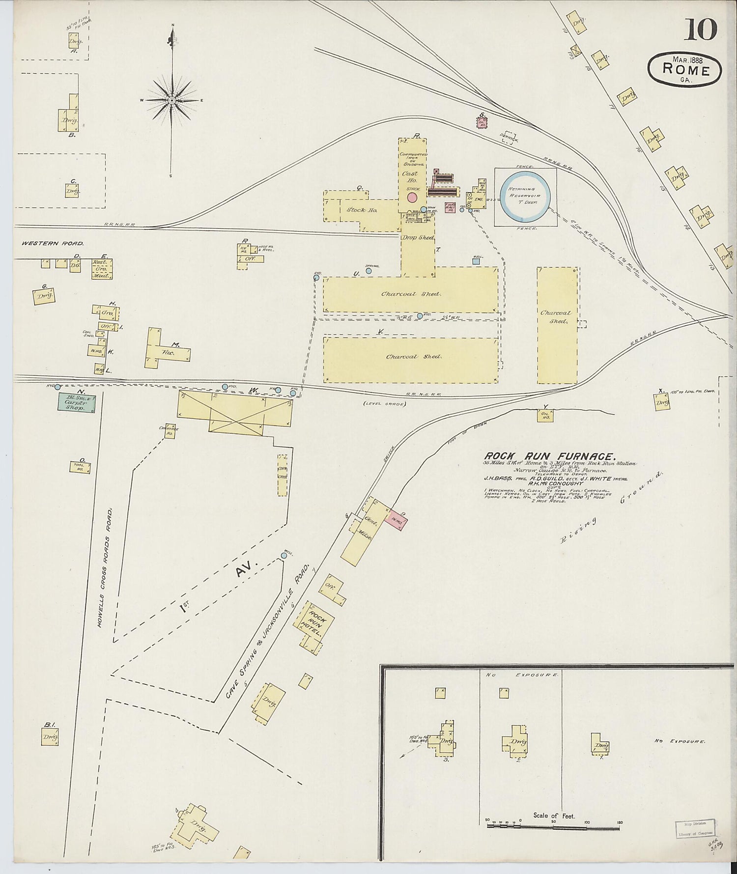 This old map of Rome, Floyd County, Georgia was created by Sanborn Map Company in 1888