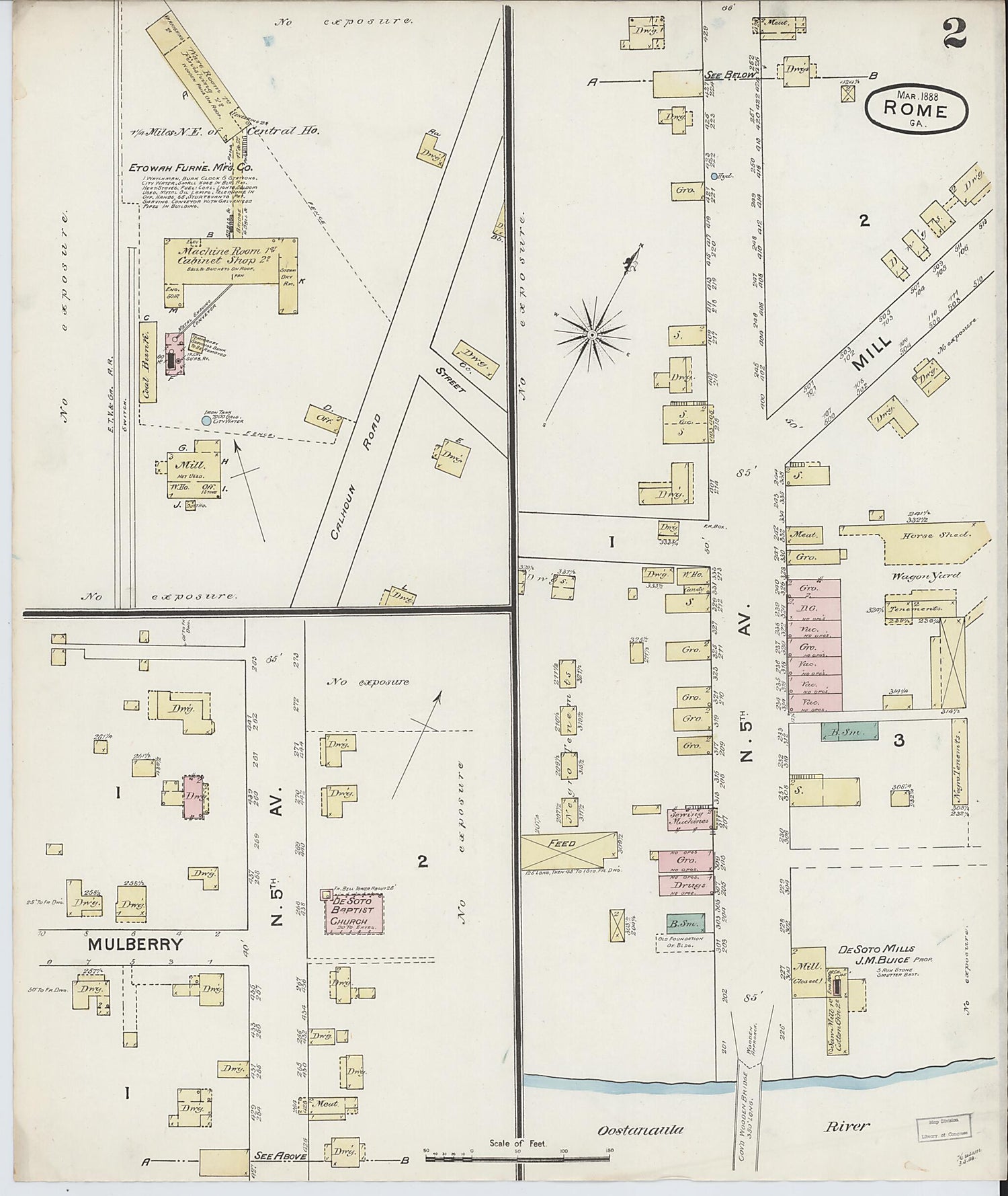 This old map of Rome, Floyd County, Georgia was created by Sanborn Map Company in 1888