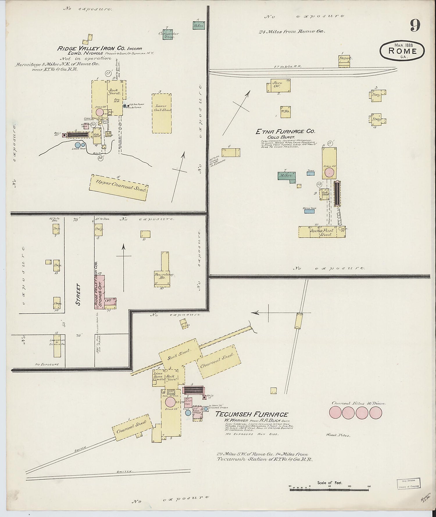 This old map of Rome, Floyd County, Georgia was created by Sanborn Map Company in 1888