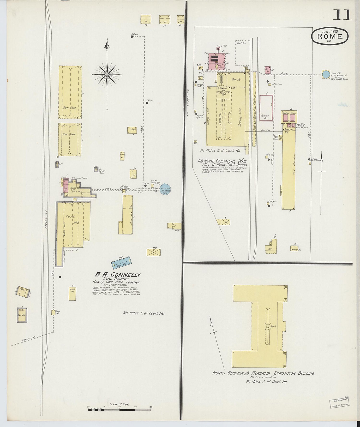 This old map of Rome, Floyd County, Georgia was created by Sanborn Map Company in 1893