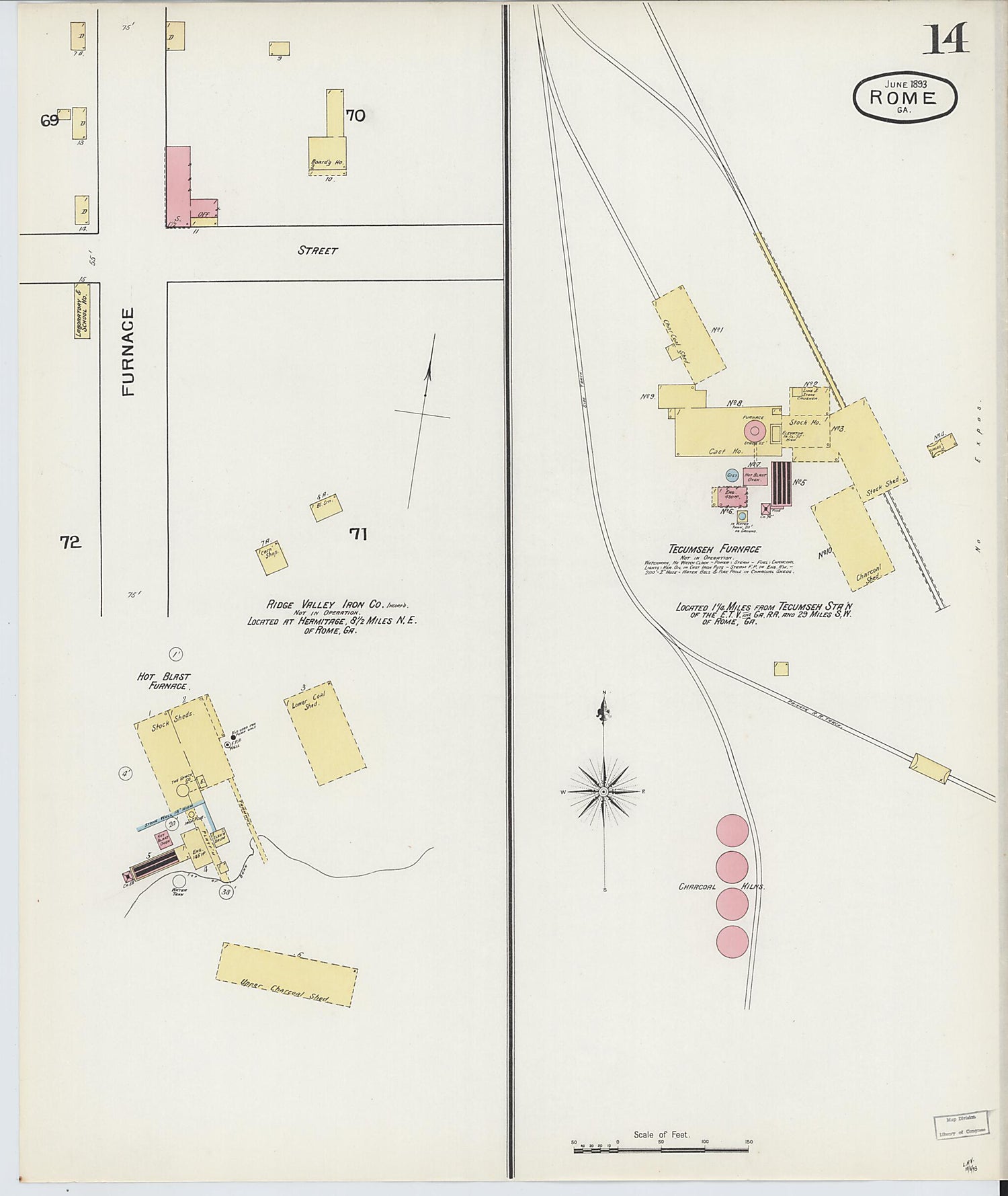 This old map of Rome, Floyd County, Georgia was created by Sanborn Map Company in 1893