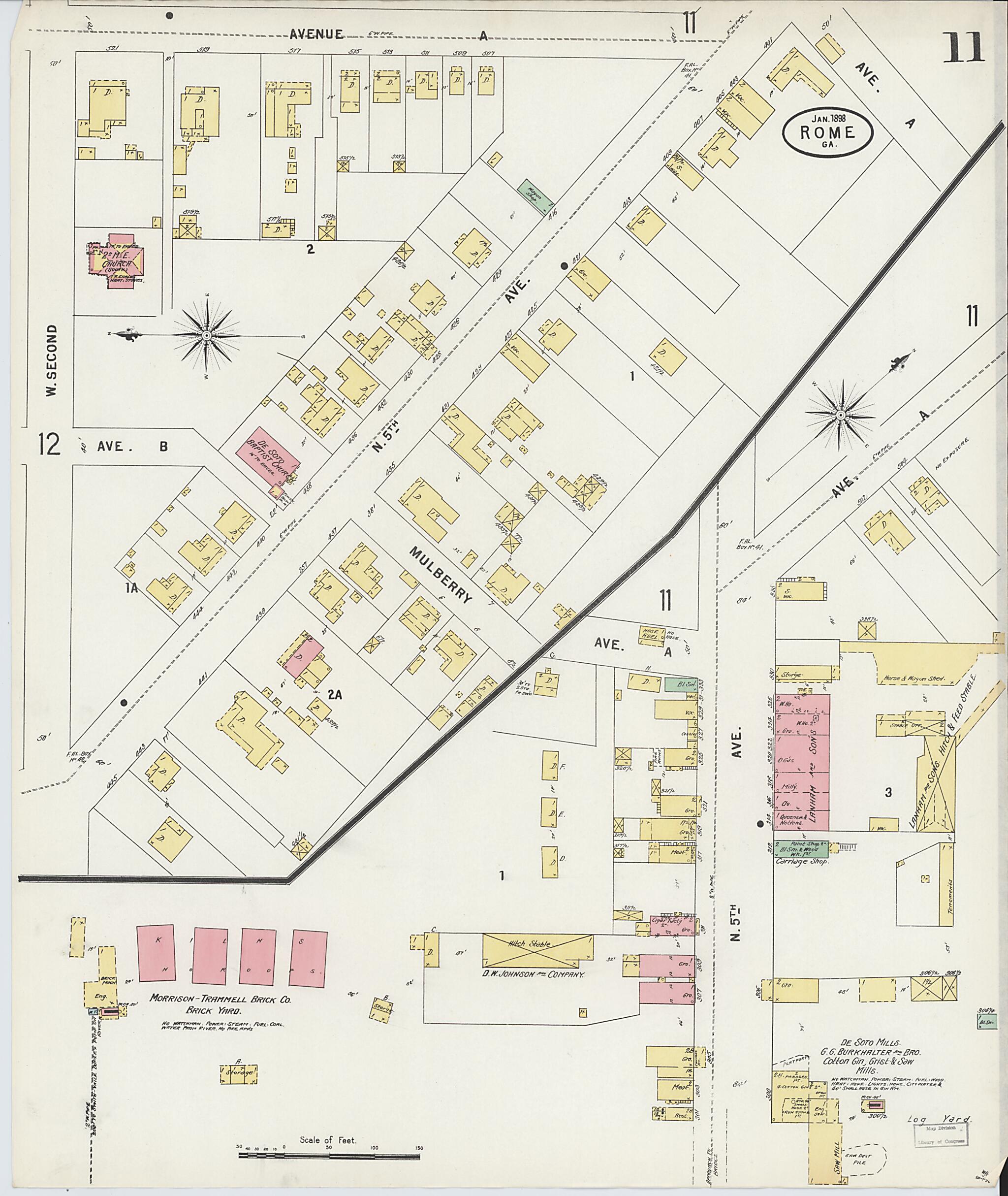 This old map of Rome, Floyd County, Georgia was created by Sanborn Map Company in 1898