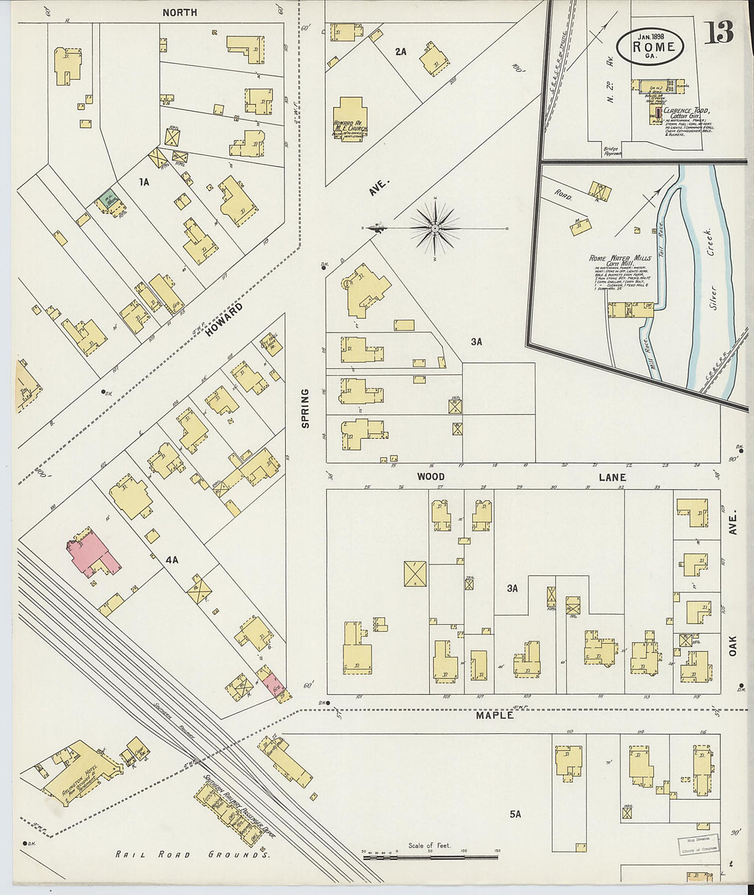 This old map of Rome, Floyd County, Georgia was created by Sanborn Map Company in 1898