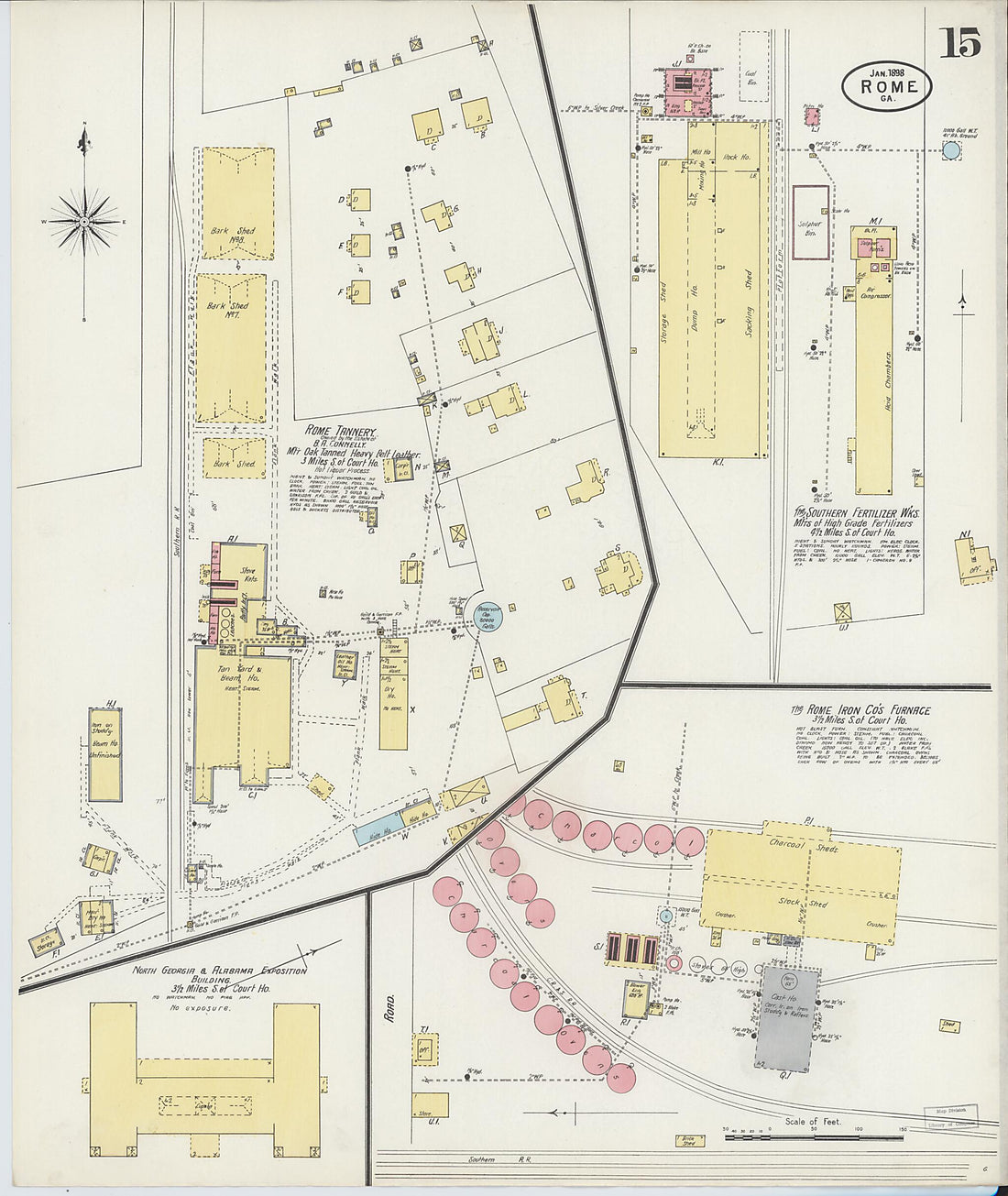 This old map of Rome, Floyd County, Georgia was created by Sanborn Map Company in 1898