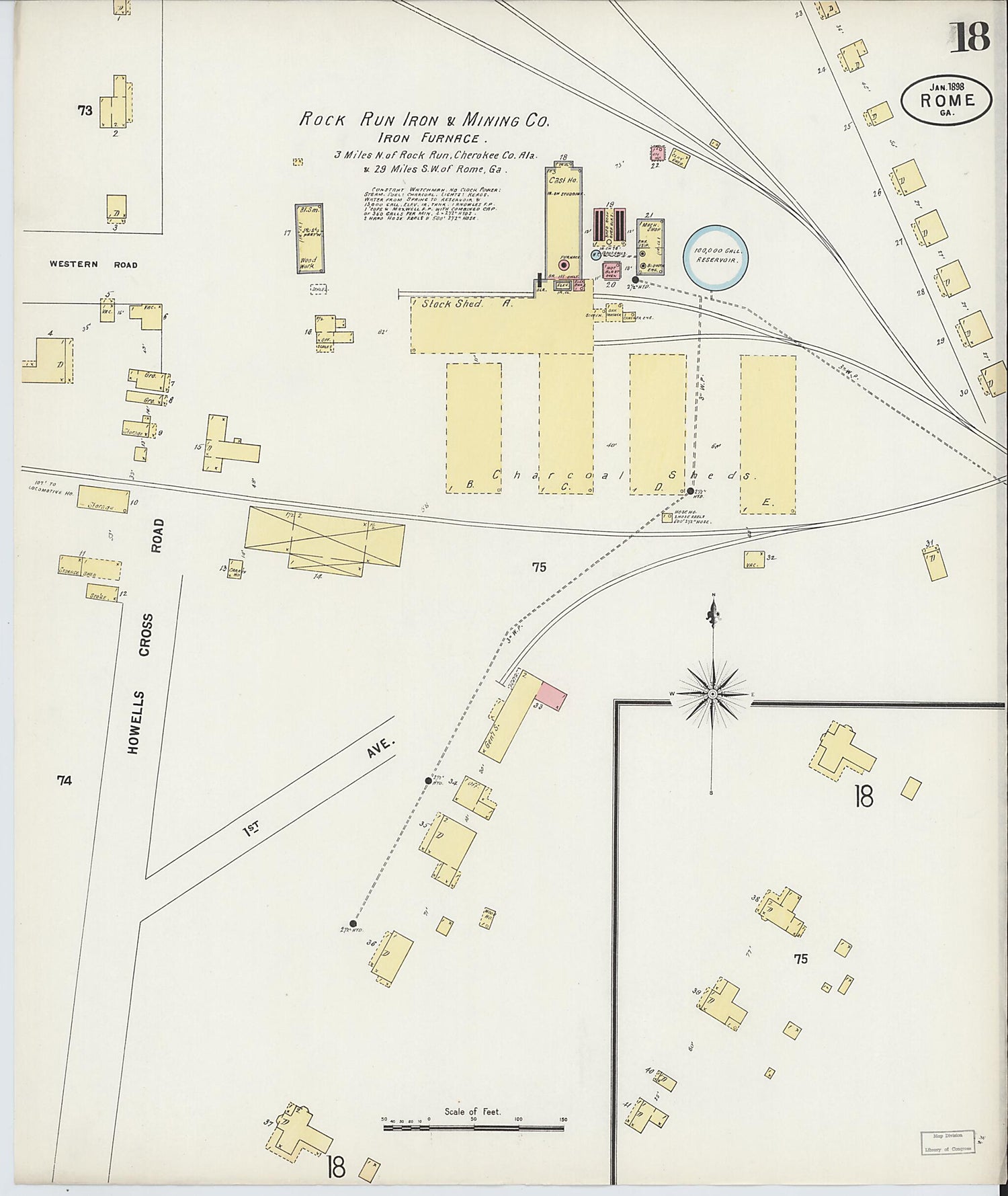 This old map of Rome, Floyd County, Georgia was created by Sanborn Map Company in 1898
