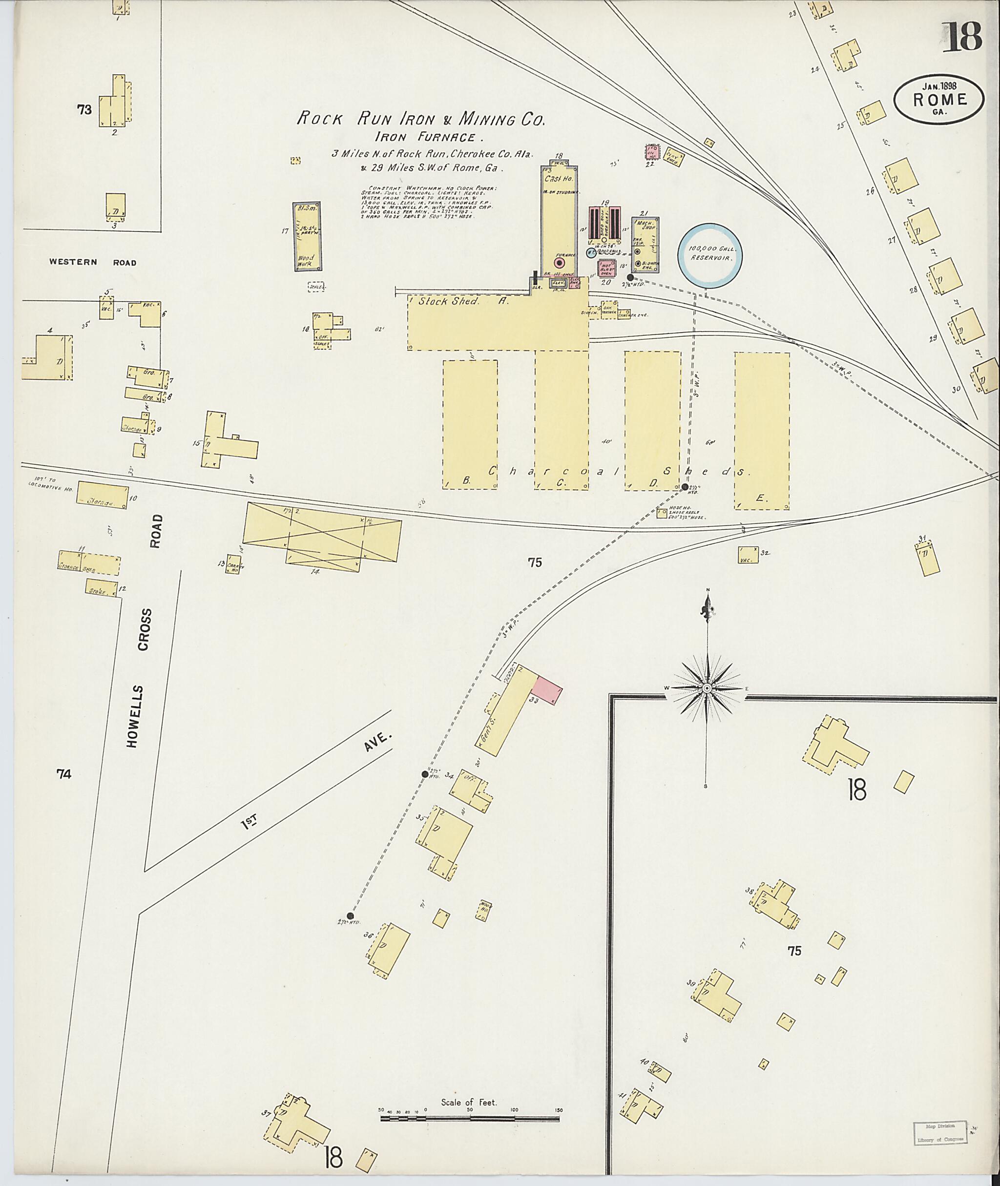 This old map of Rome, Floyd County, Georgia was created by Sanborn Map Company in 1898