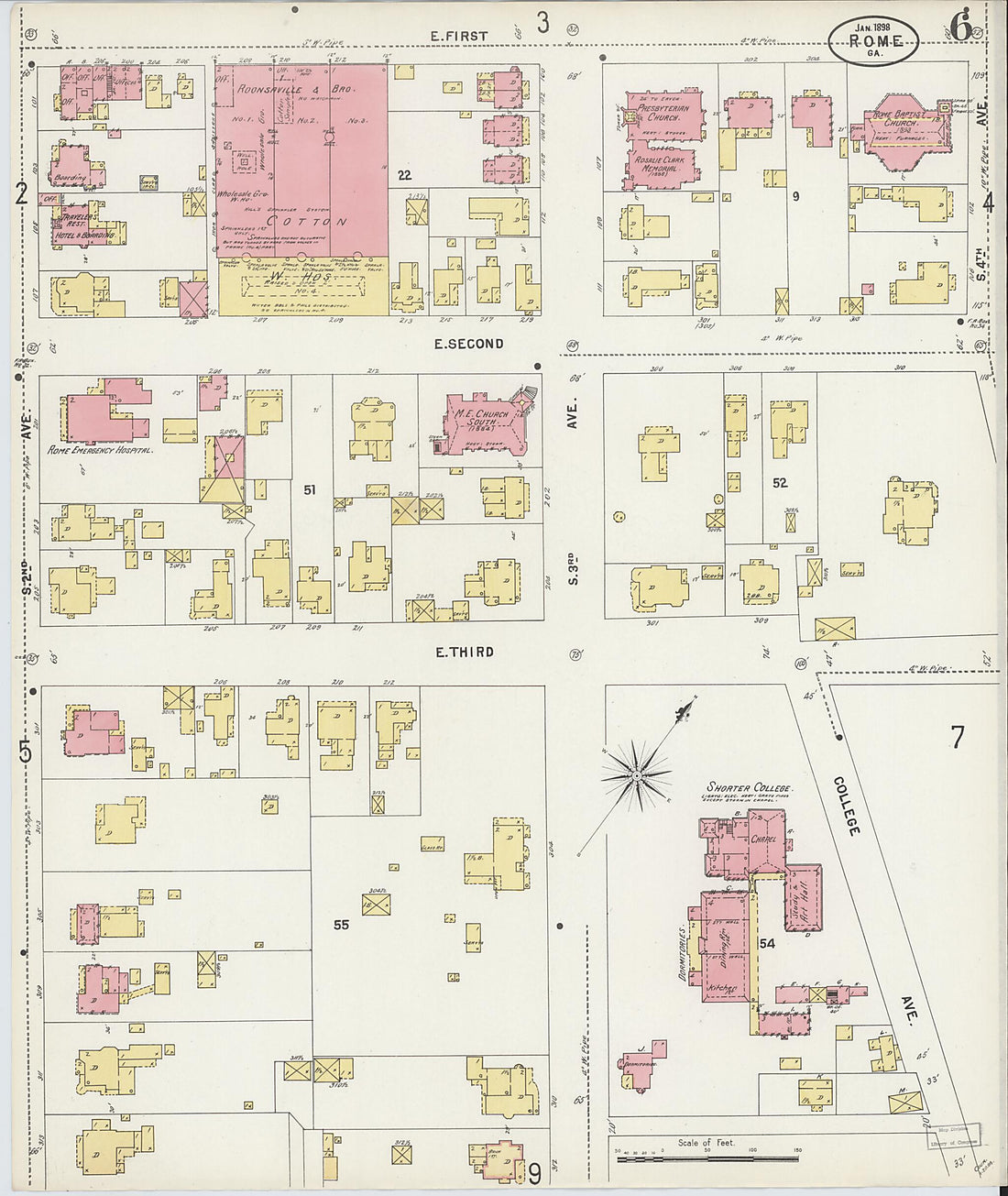 This old map of Rome, Floyd County, Georgia was created by Sanborn Map Company in 1898