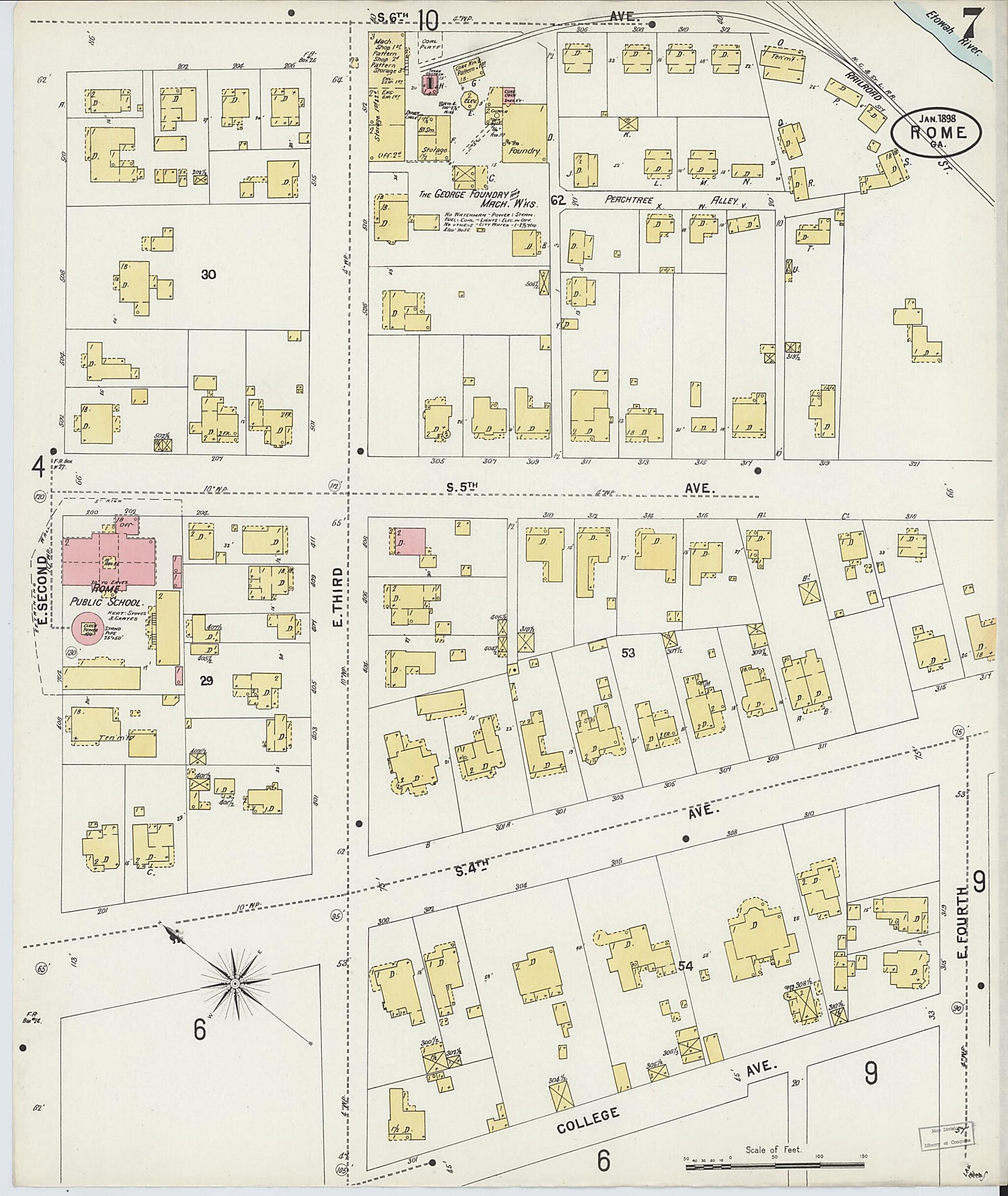 This old map of Rome, Floyd County, Georgia was created by Sanborn Map Company in 1898