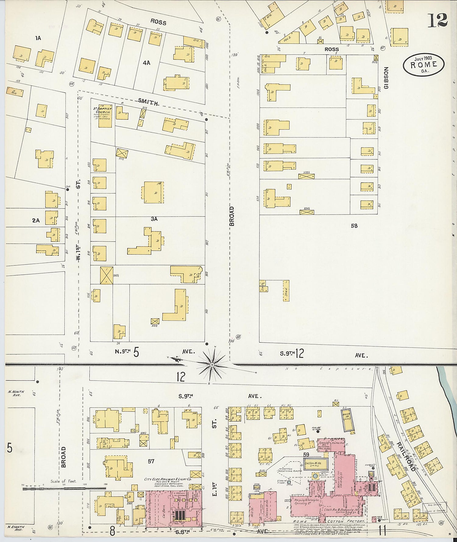 This old map of Rome, Floyd County, Georgia was created by Sanborn Map Company in 1903