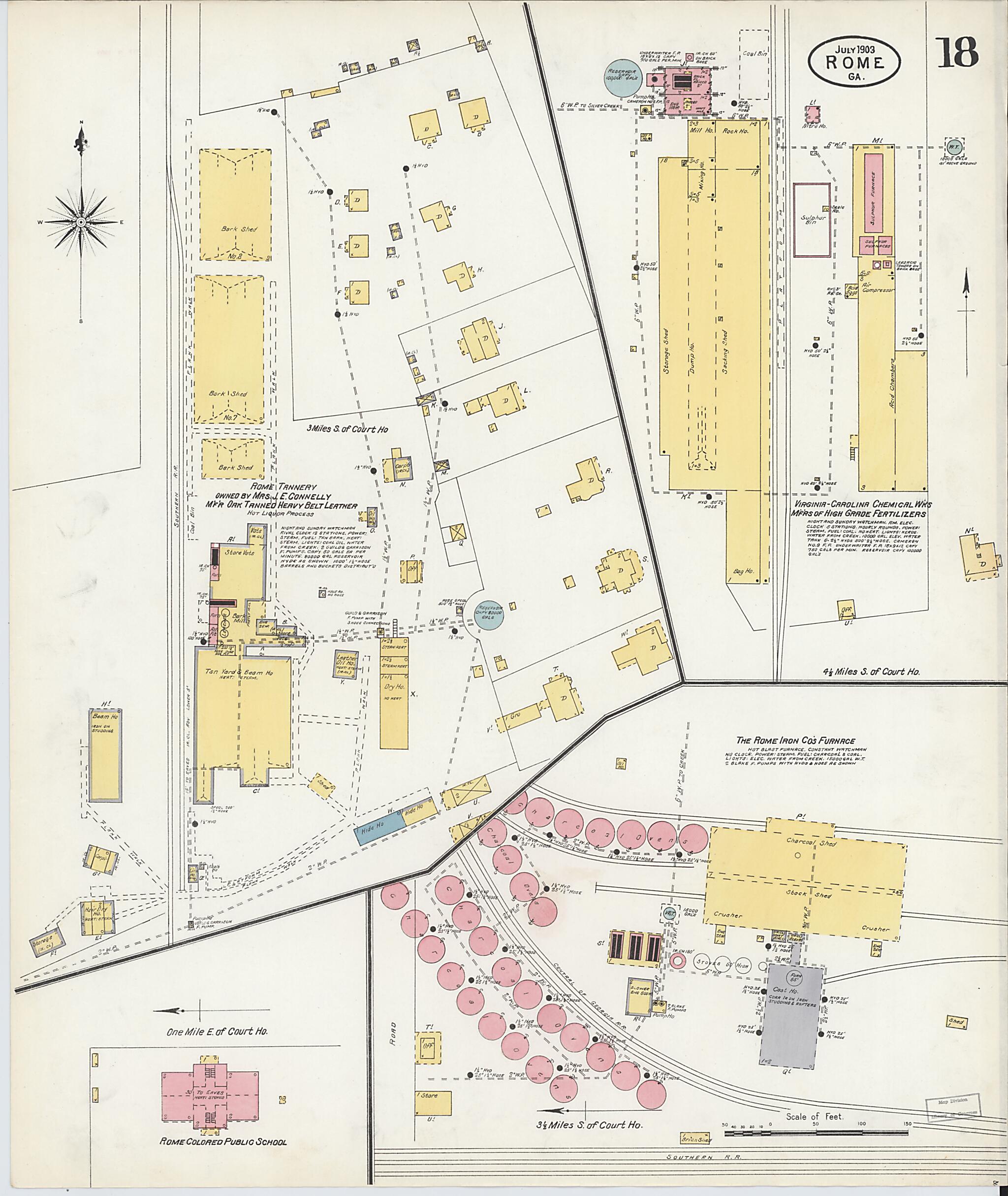 This old map of Rome, Floyd County, Georgia was created by Sanborn Map Company in 1903