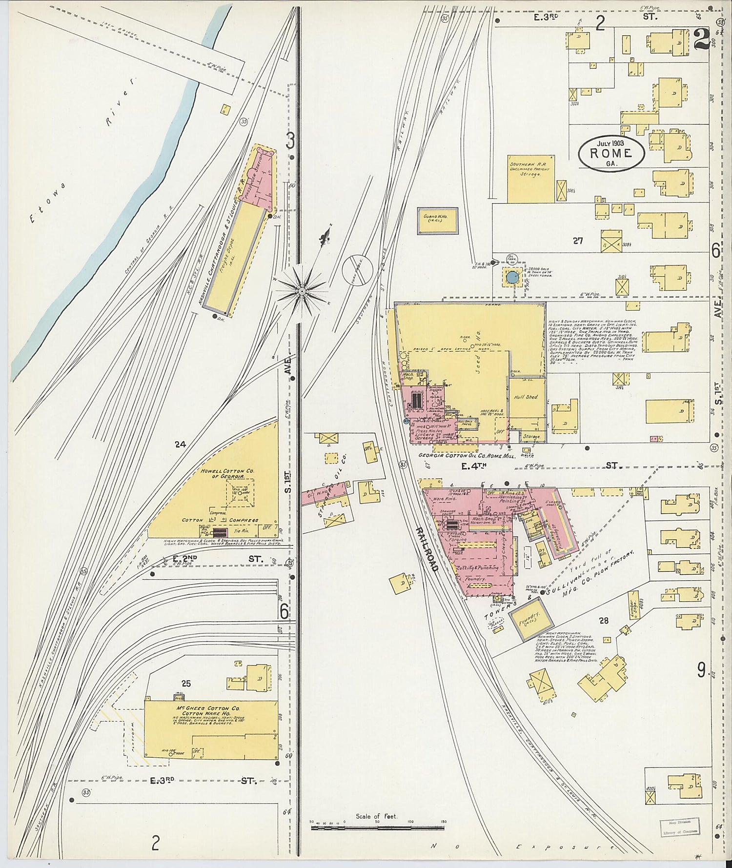 This old map of Rome, Floyd County, Georgia was created by Sanborn Map Company in 1903