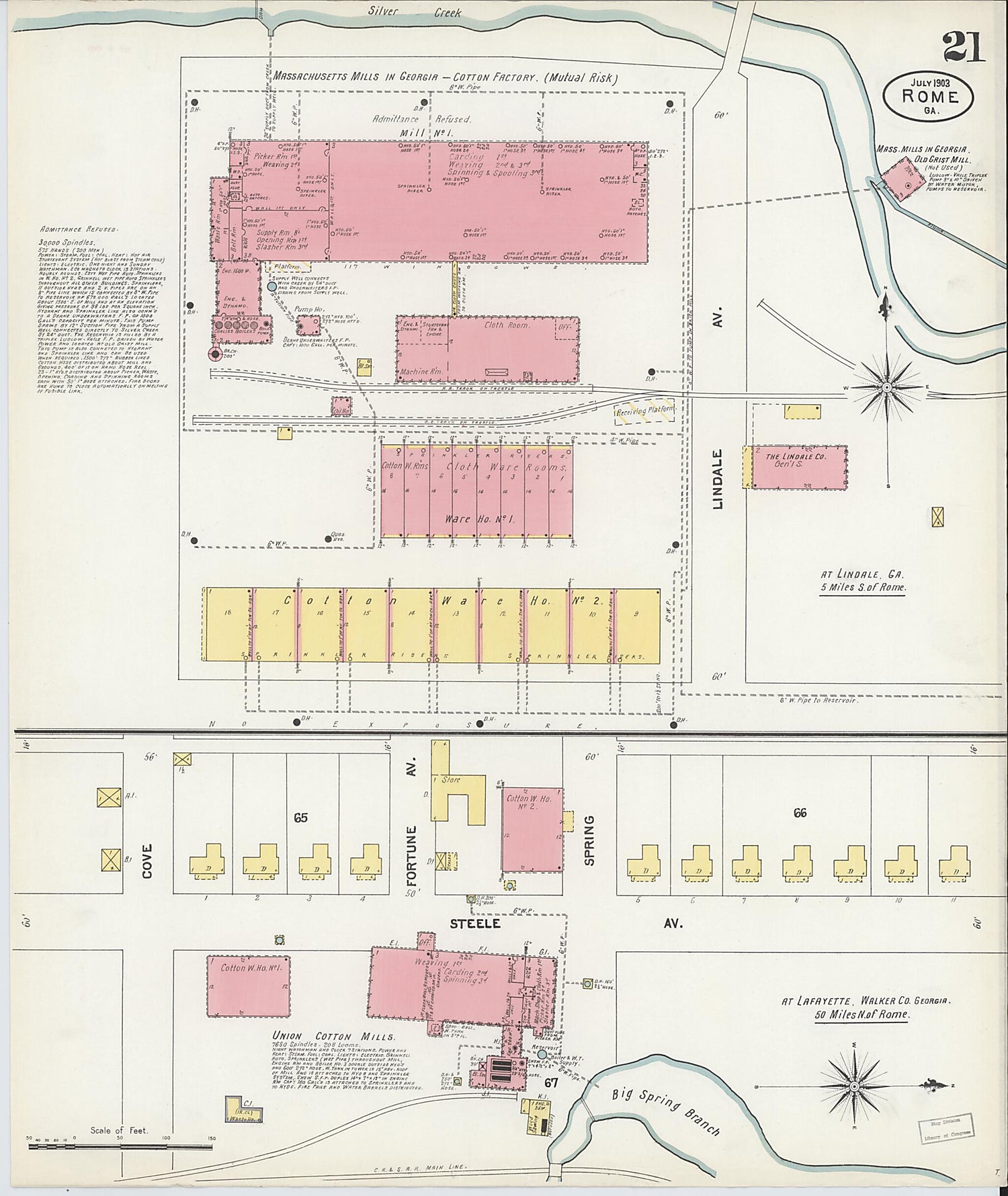 This old map of Rome, Floyd County, Georgia was created by Sanborn Map Company in 1903