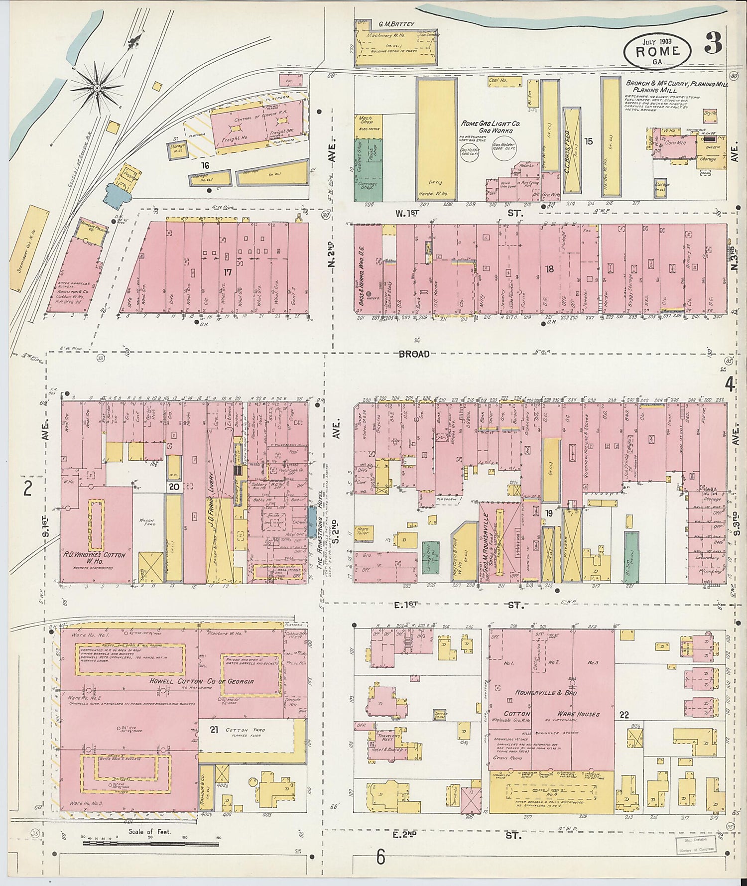 This old map of Rome, Floyd County, Georgia was created by Sanborn Map Company in 1903