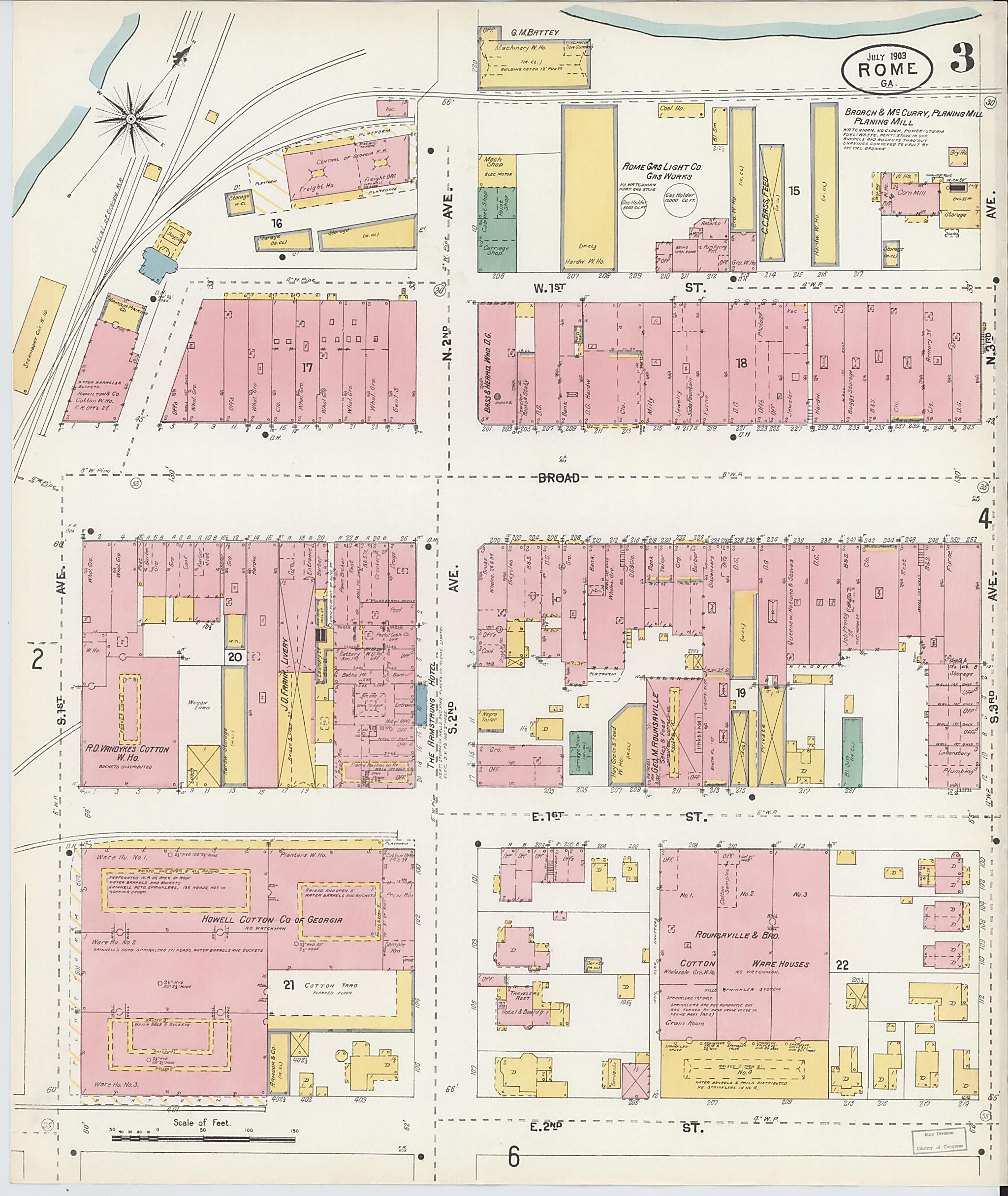 This old map of Rome, Floyd County, Georgia was created by Sanborn Map Company in 1903