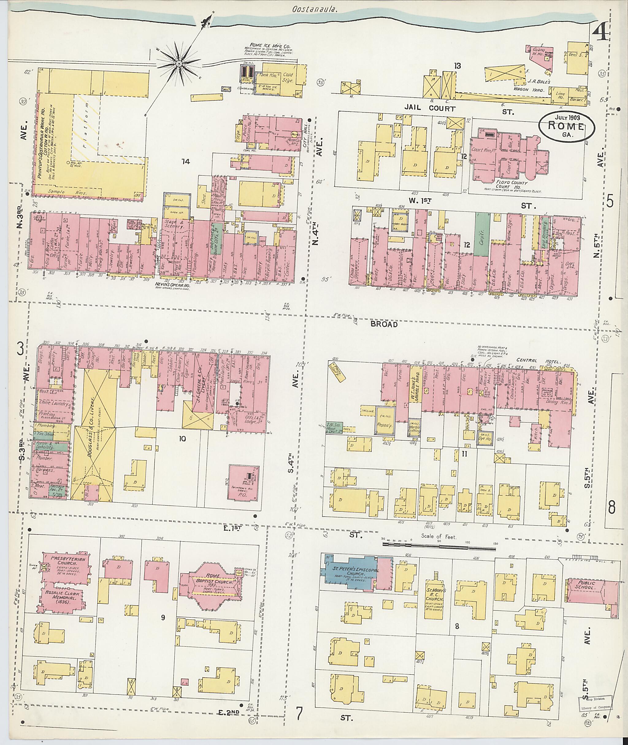 This old map of Rome, Floyd County, Georgia was created by Sanborn Map Company in 1903