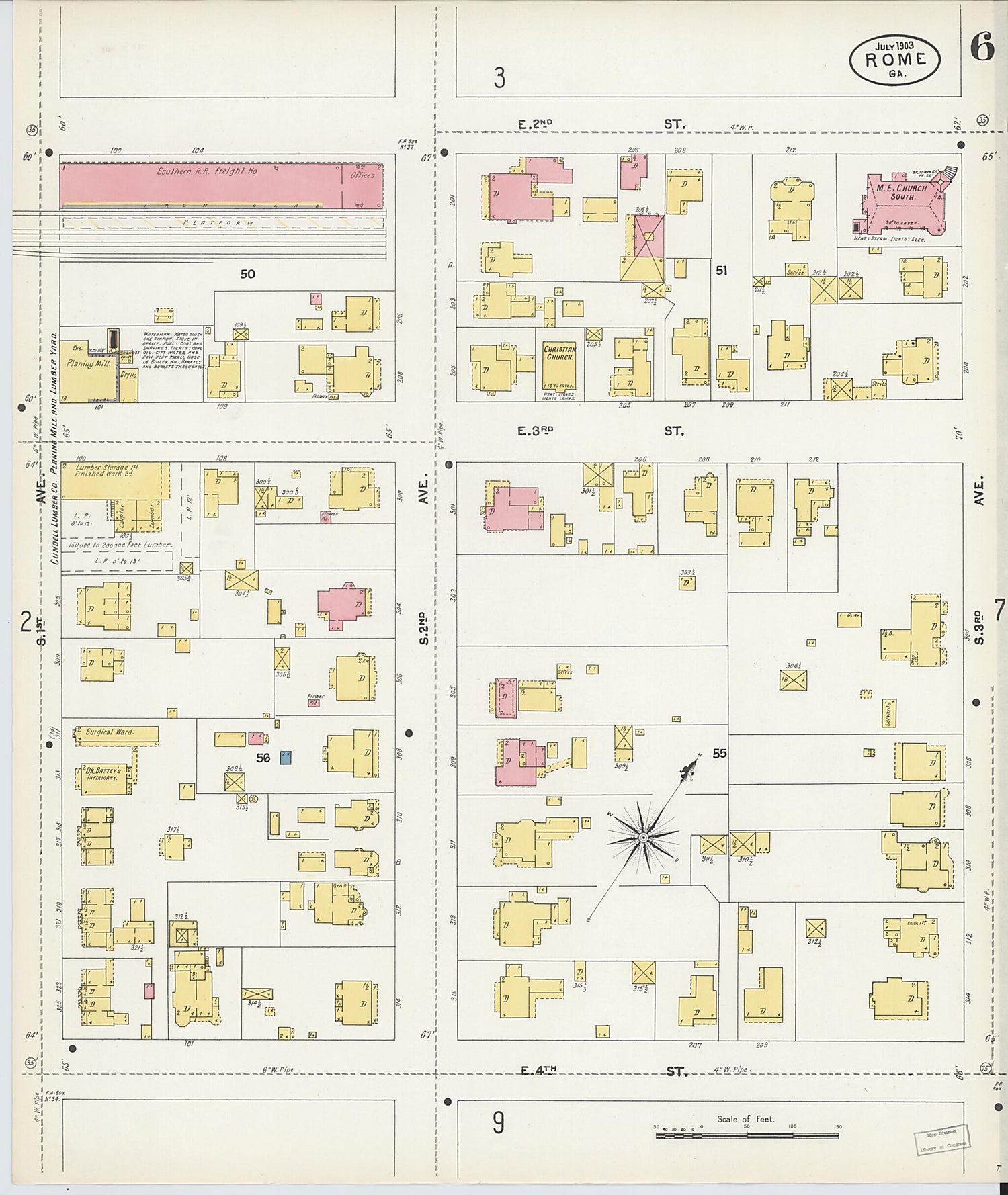 This old map of Rome, Floyd County, Georgia was created by Sanborn Map Company in 1903