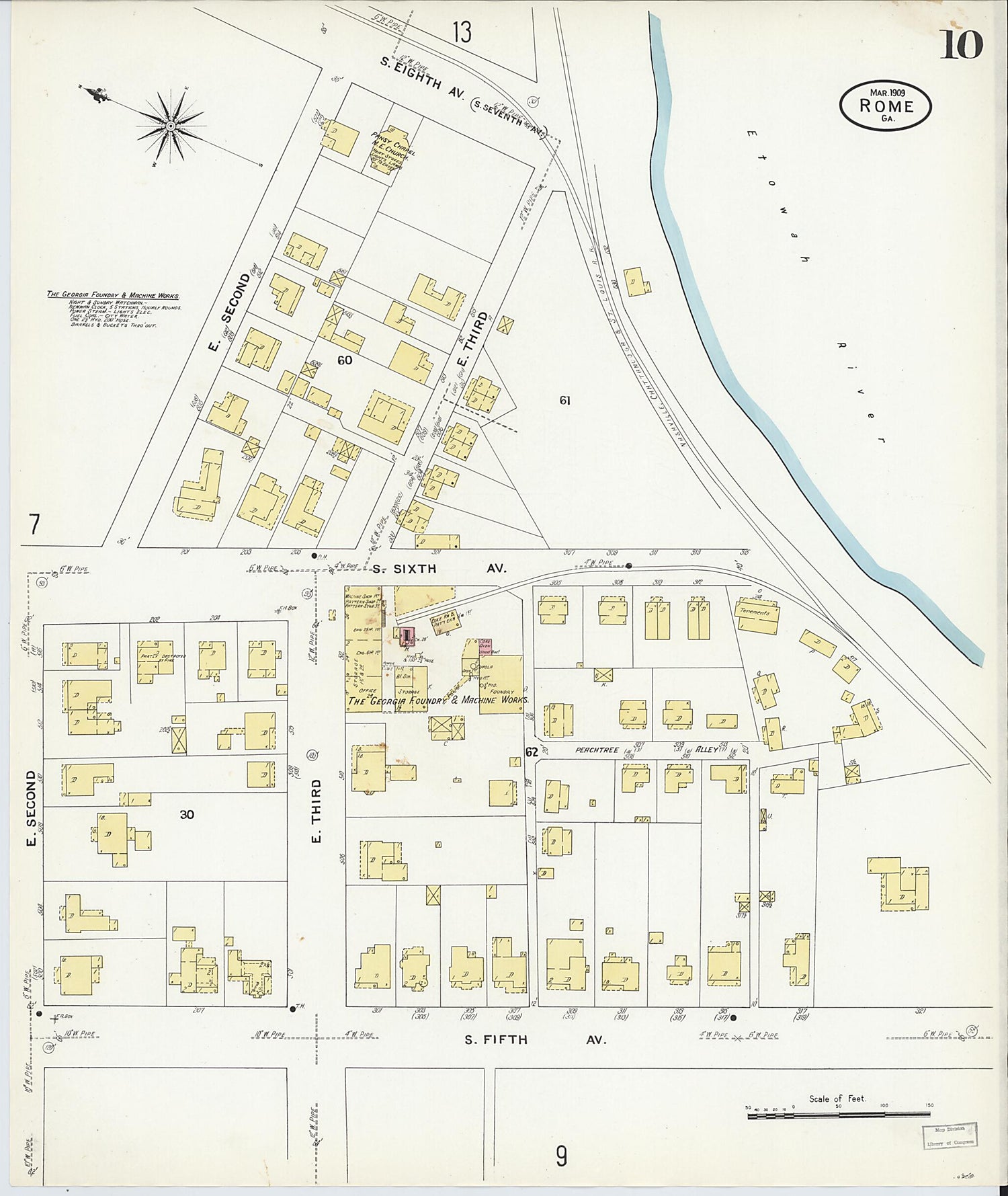 This old map of Rome, Floyd County, Georgia was created by Sanborn Map Company in 1909