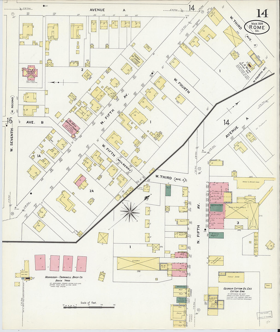 This old map of Rome, Floyd County, Georgia was created by Sanborn Map Company in 1909