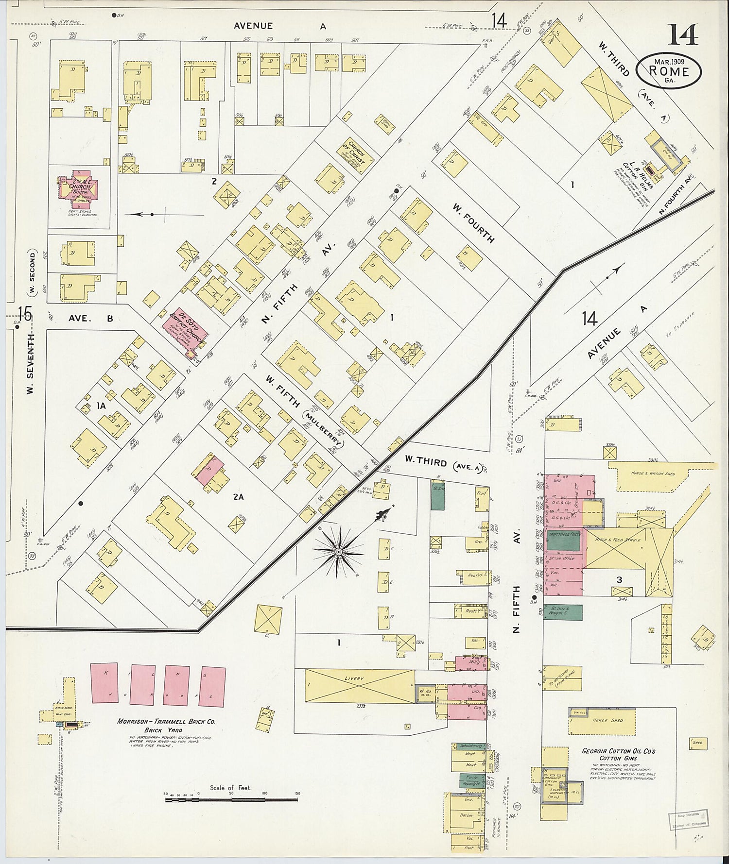 This old map of Rome, Floyd County, Georgia was created by Sanborn Map Company in 1909