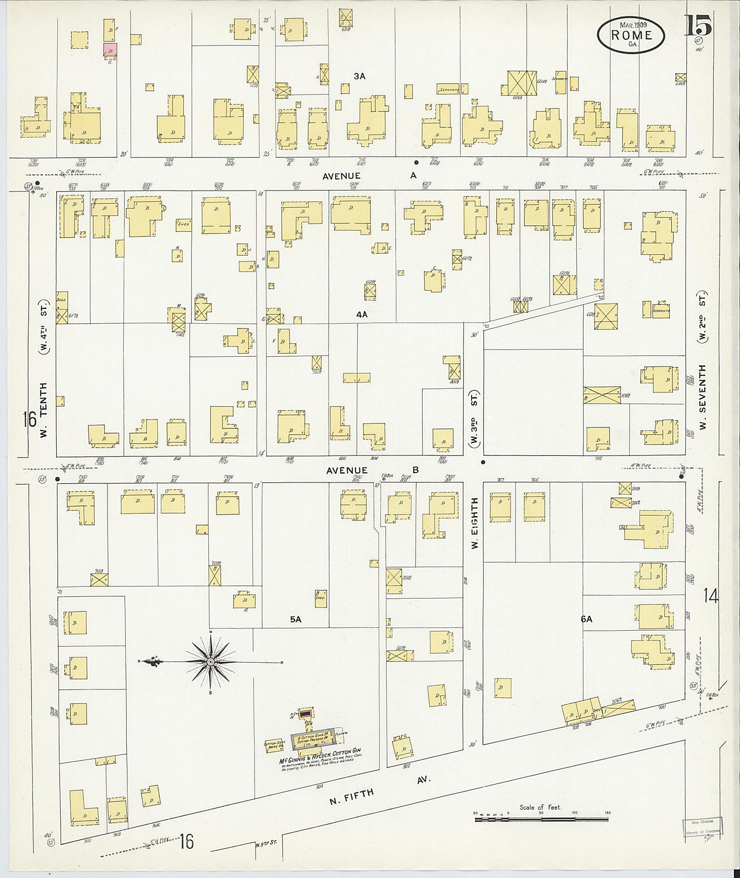 This old map of Rome, Floyd County, Georgia was created by Sanborn Map Company in 1909