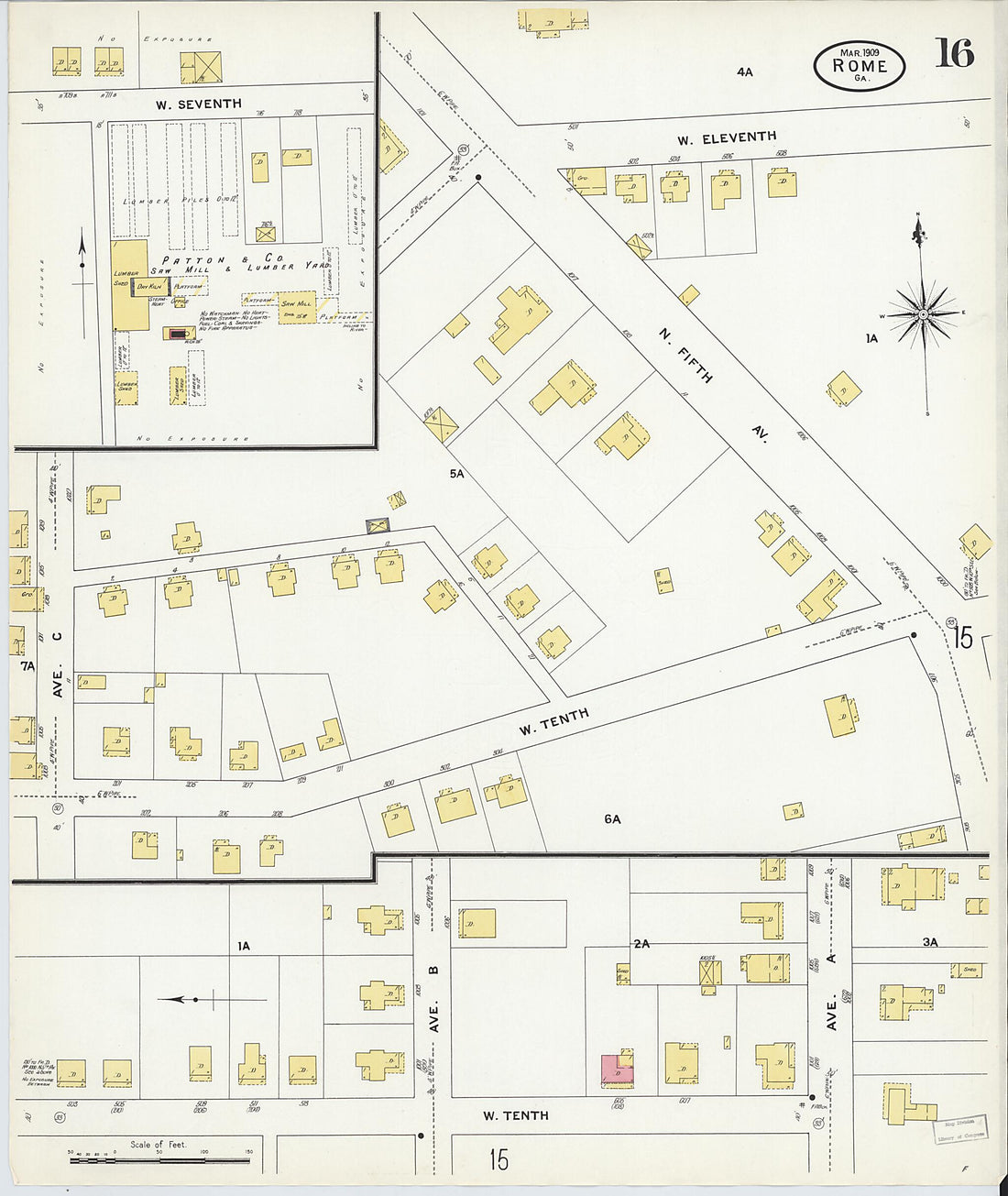 This old map of Rome, Floyd County, Georgia was created by Sanborn Map Company in 1909