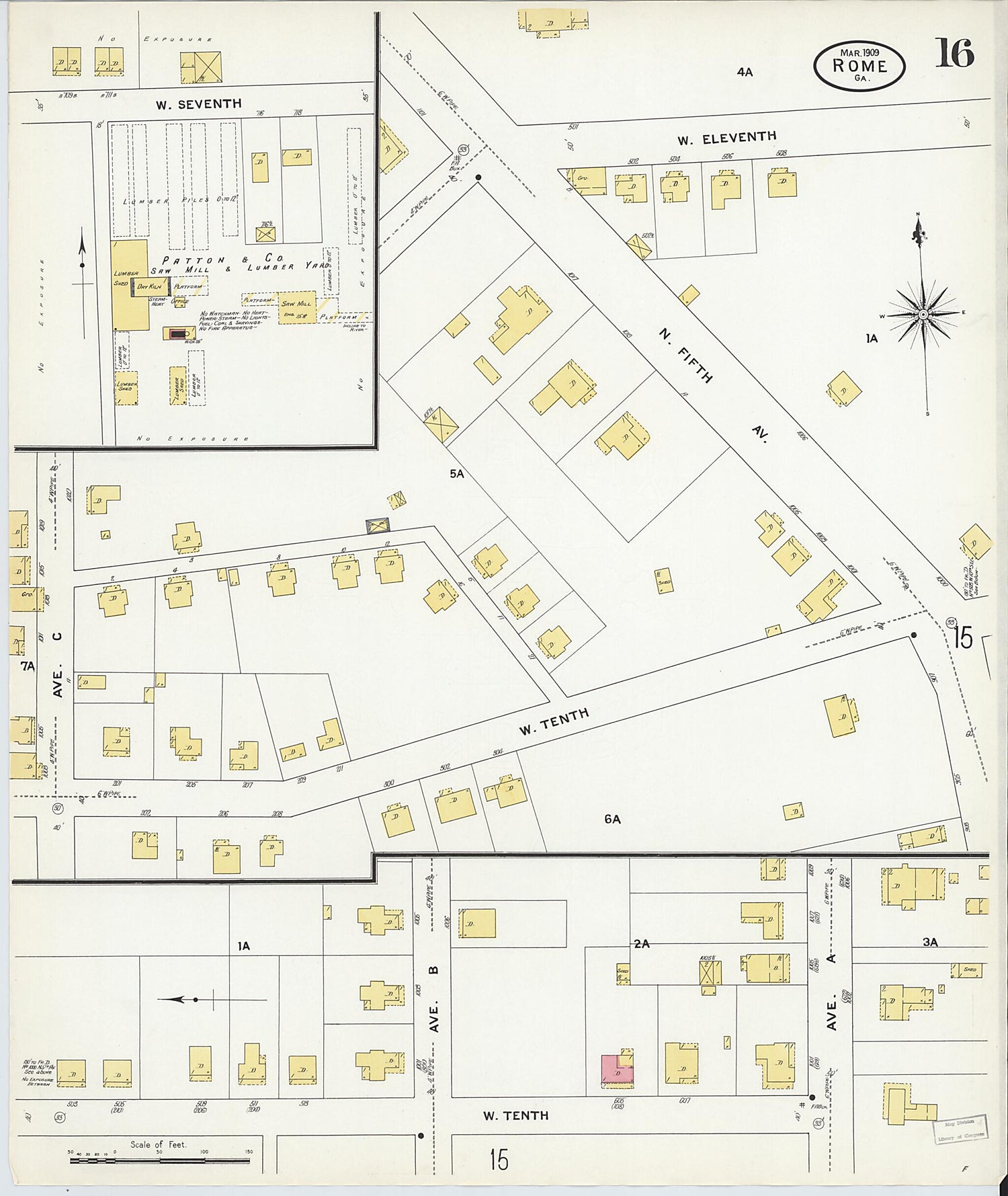 This old map of Rome, Floyd County, Georgia was created by Sanborn Map Company in 1909