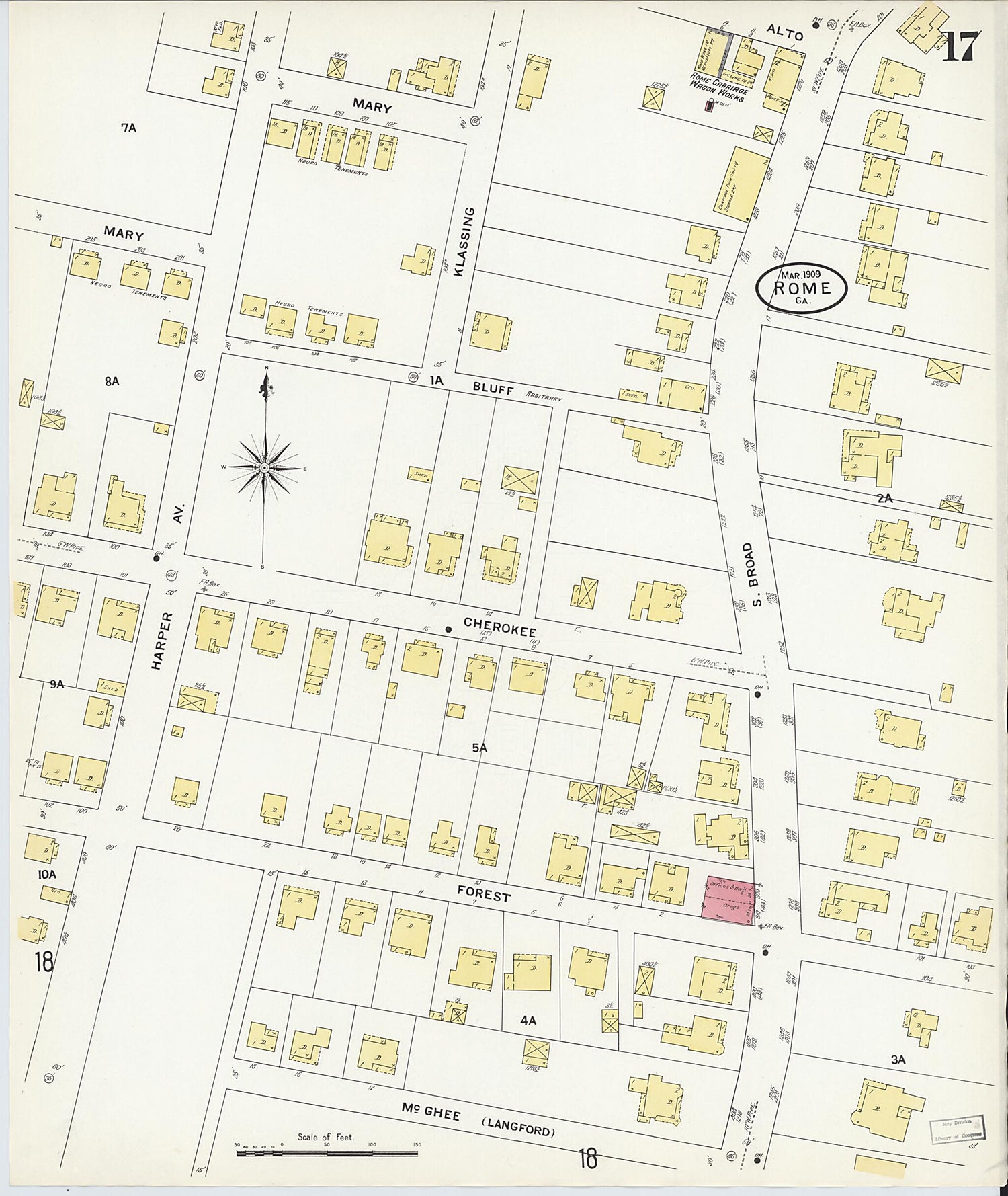 This old map of Rome, Floyd County, Georgia was created by Sanborn Map Company in 1909