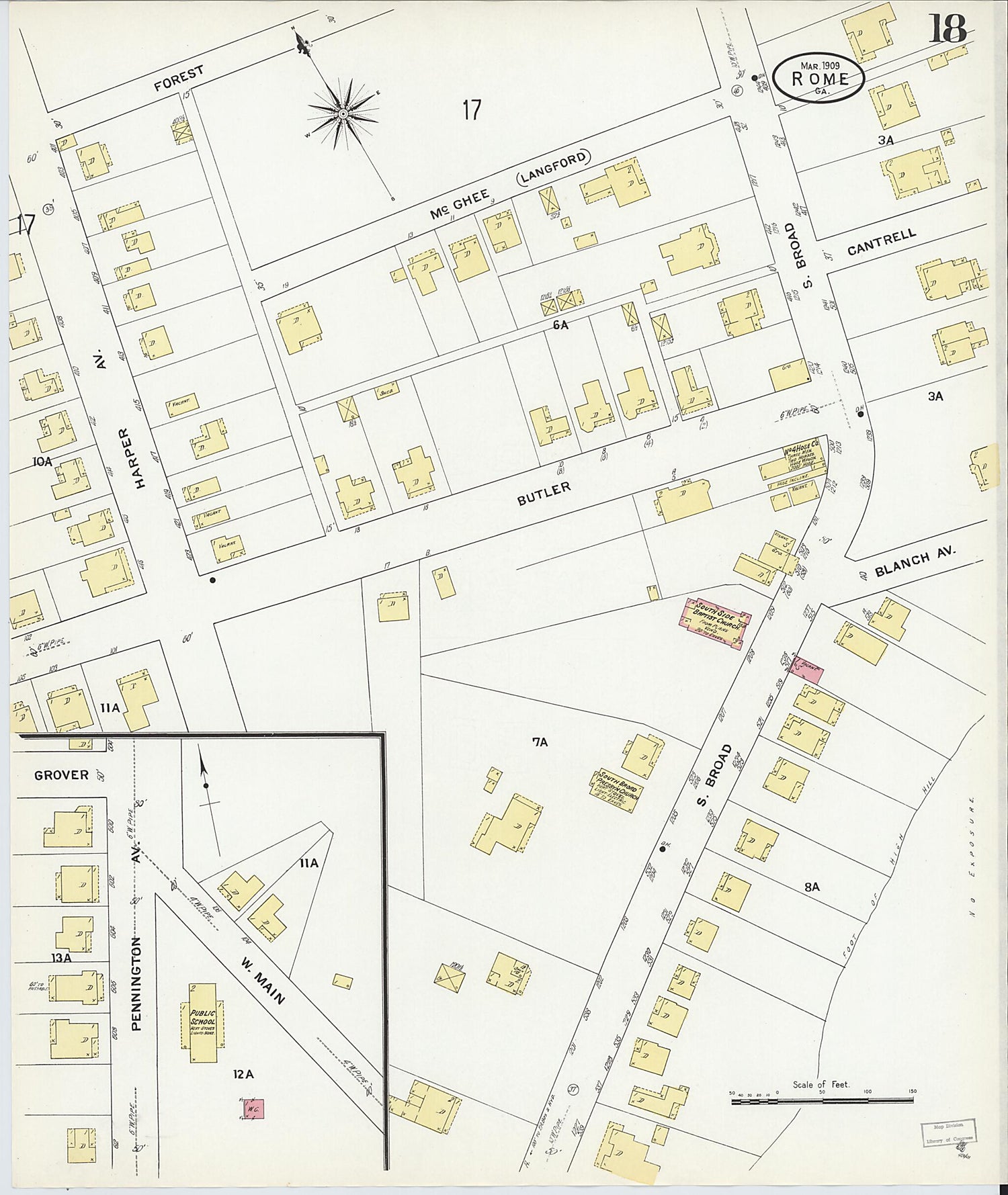 This old map of Rome, Floyd County, Georgia was created by Sanborn Map Company in 1909