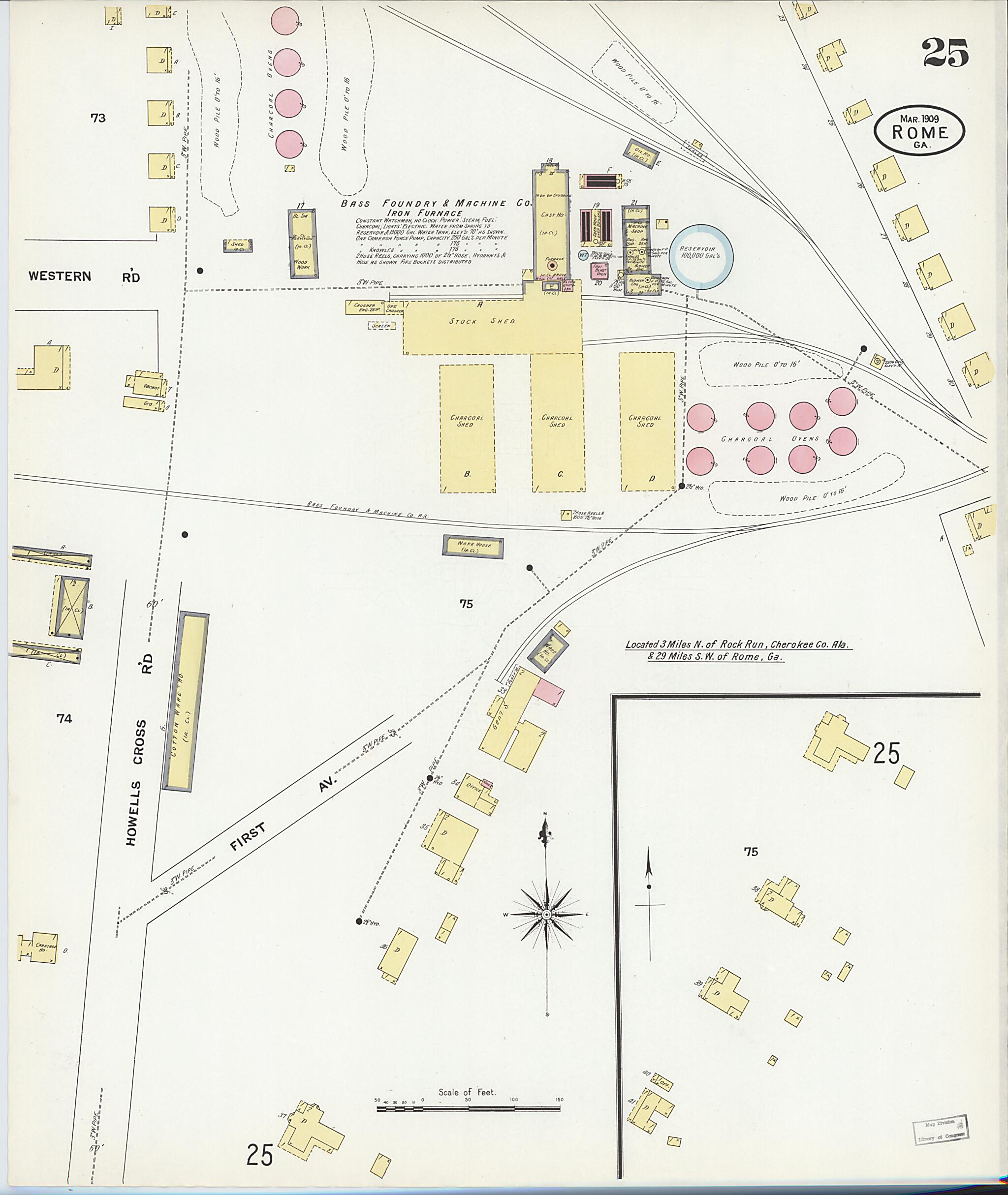 This old map of Rome, Floyd County, Georgia was created by Sanborn Map Company in 1909